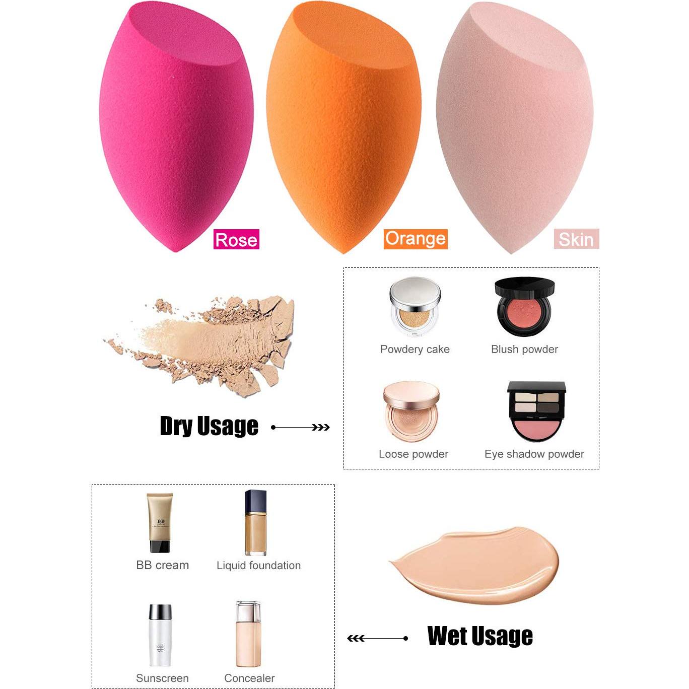 Juego de Esponjas de Maquillaje KNEEDARKYEAR - 3 Piezas Multicolor