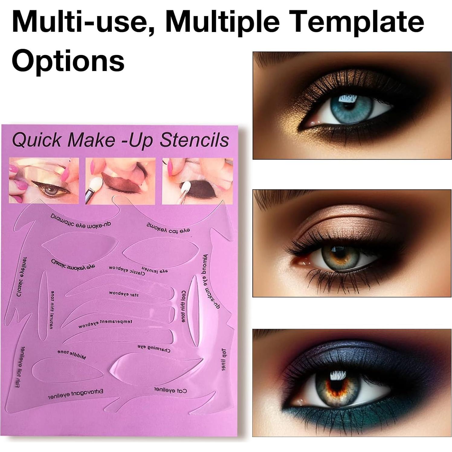 Kit de Plantillas para Maquillaje - Delineador, Cejas y Sombra