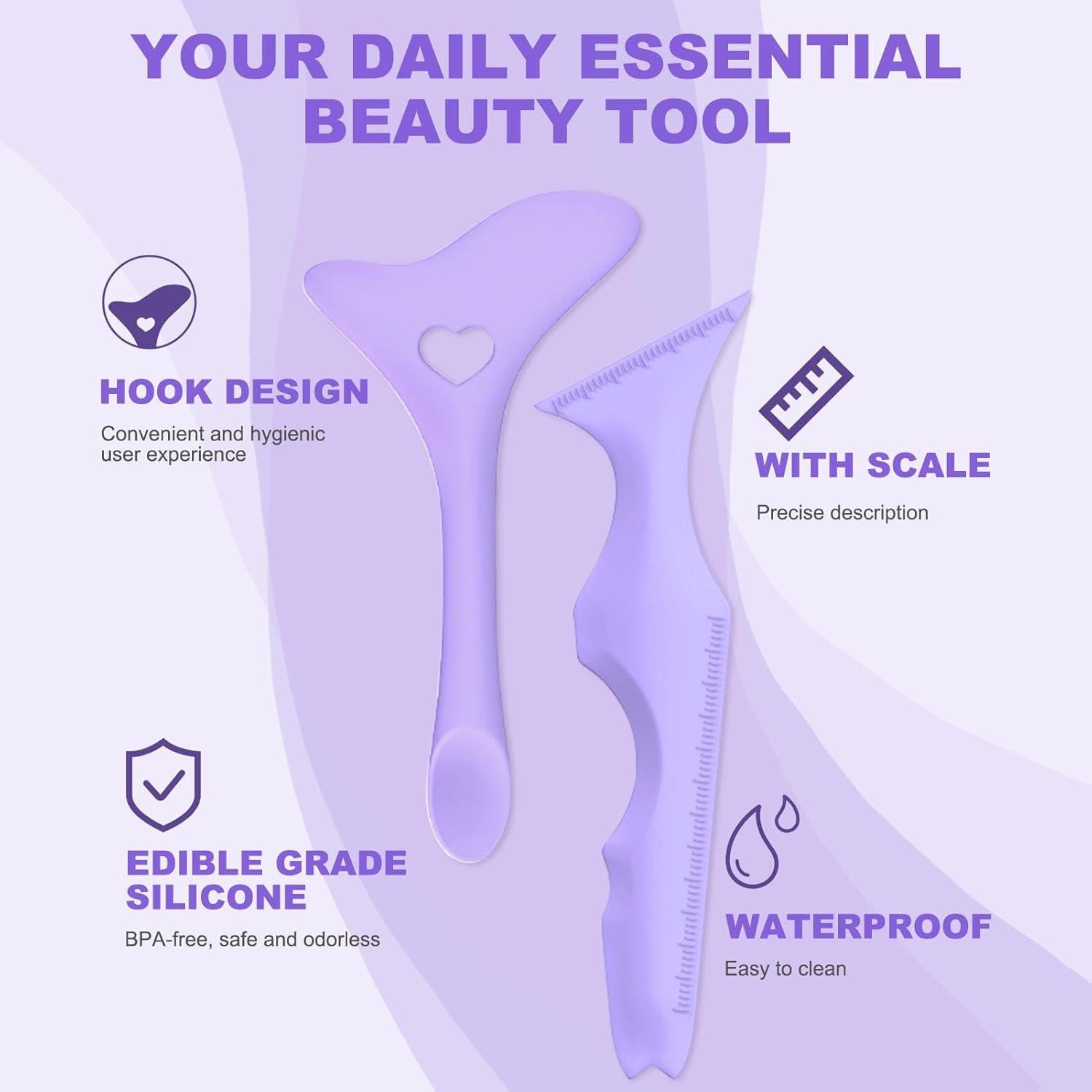 Set de Plantillas de Delineador IDDFEVE 2 Pcs Silicona Morado