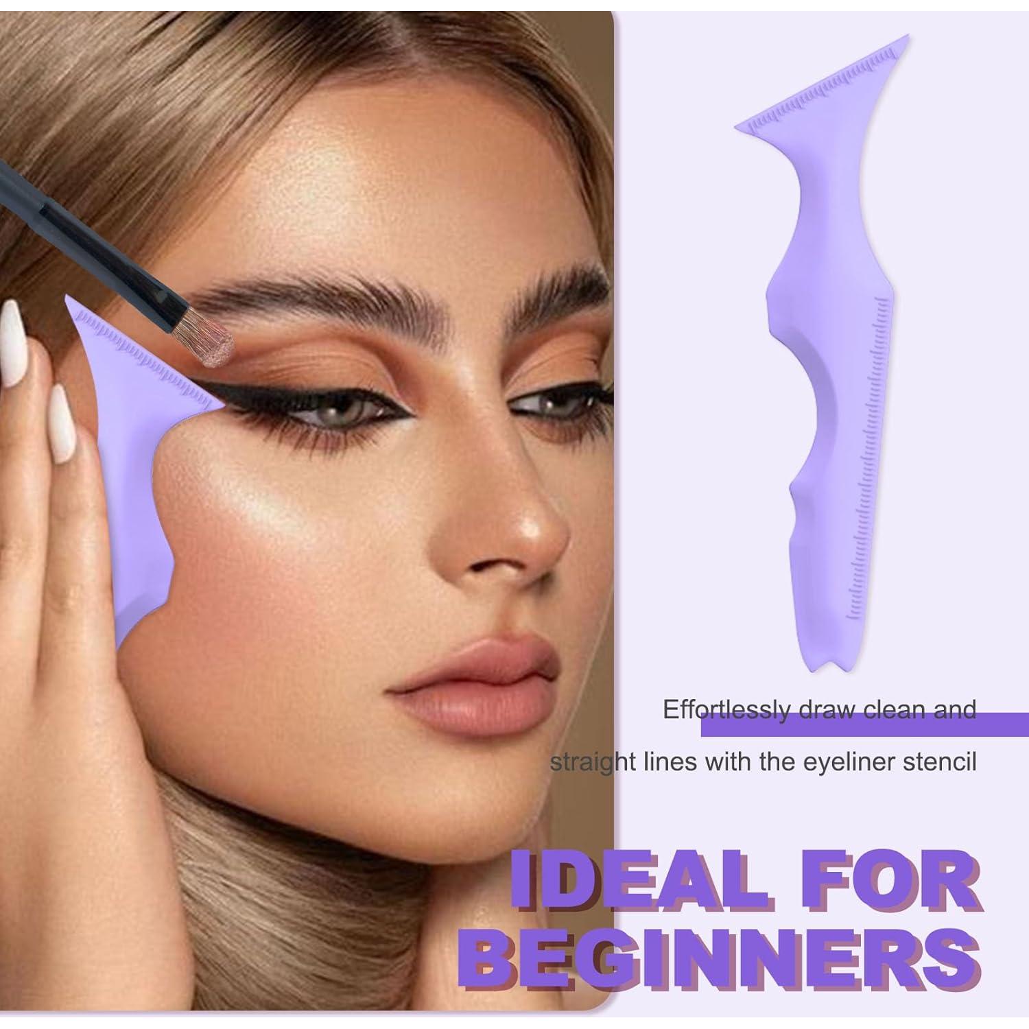 Set de Plantillas de Delineador IDDFEVE 2 Pcs Silicona Morado