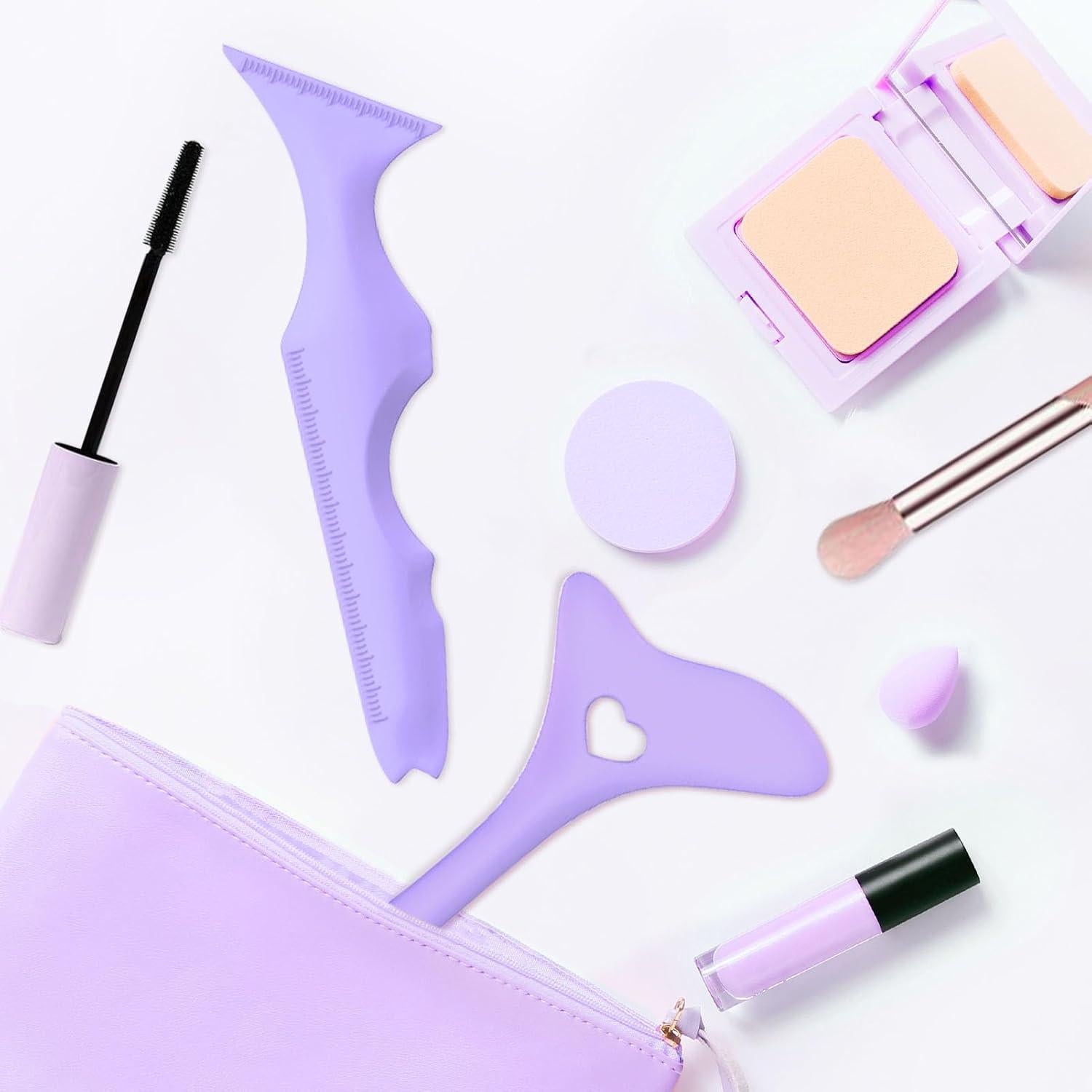 Set de Plantillas de Delineador IDDFEVE 2 Pcs Silicona Morado