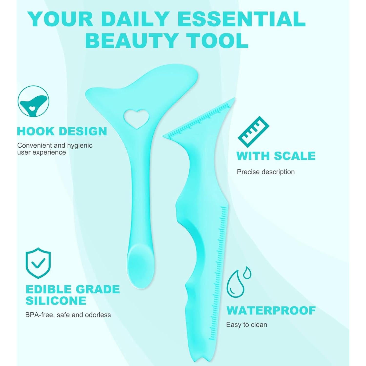 Set de Plantillas de Delineador IDDFEVE 2 Pcs Silicona Azul