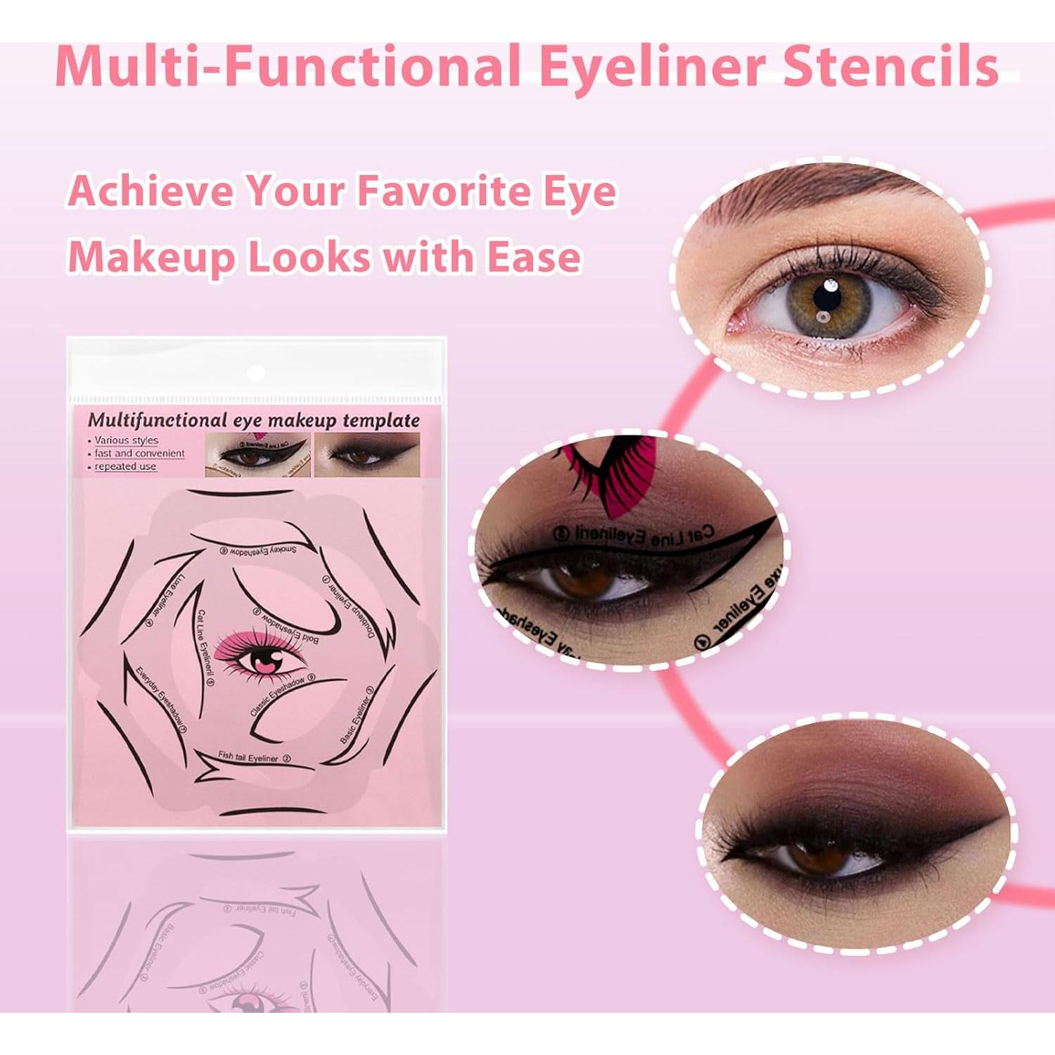 Plantillas de Eyeliner Reutilizables YAFIYGI 10 Métodos 4 Hojas