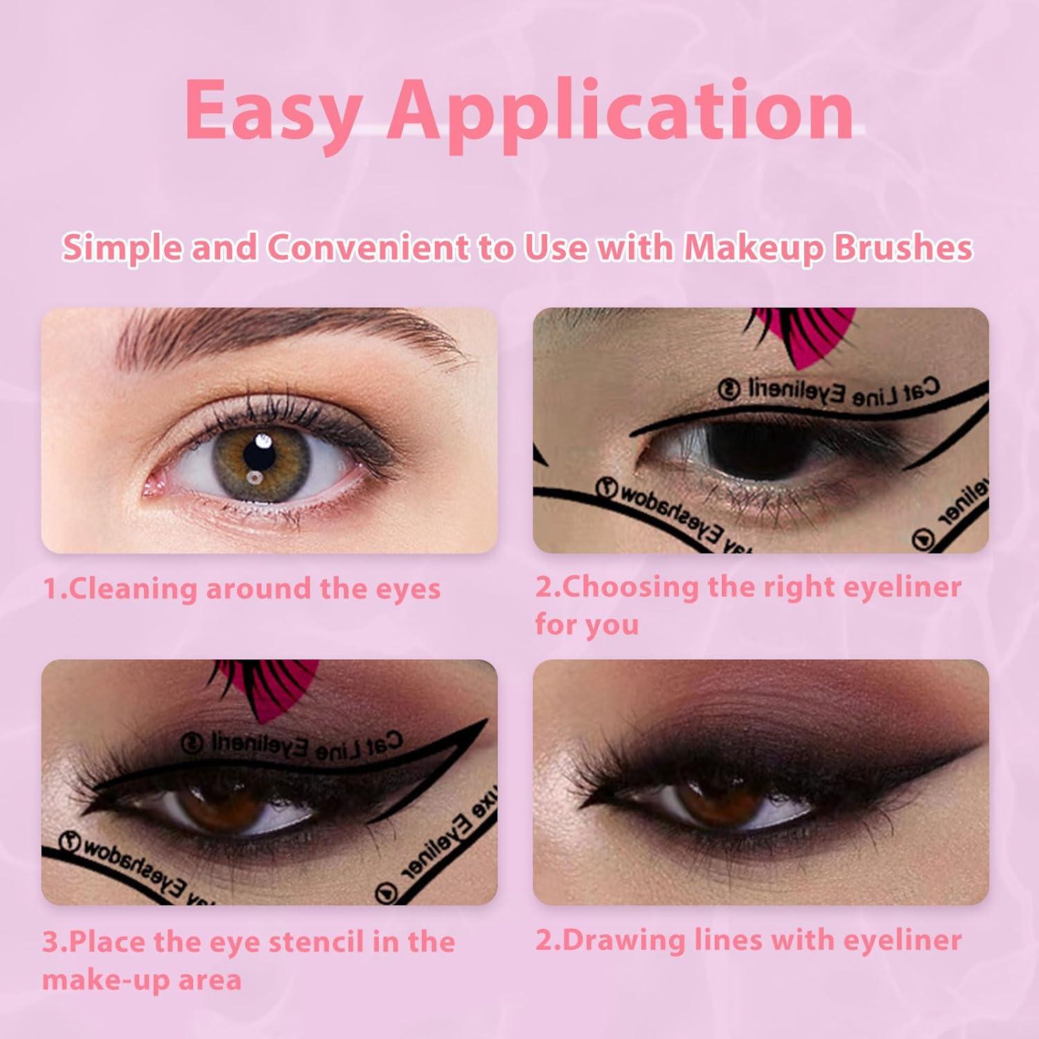 Plantillas de Eyeliner Reutilizables YAFIYGI 10 Métodos 4 Hojas