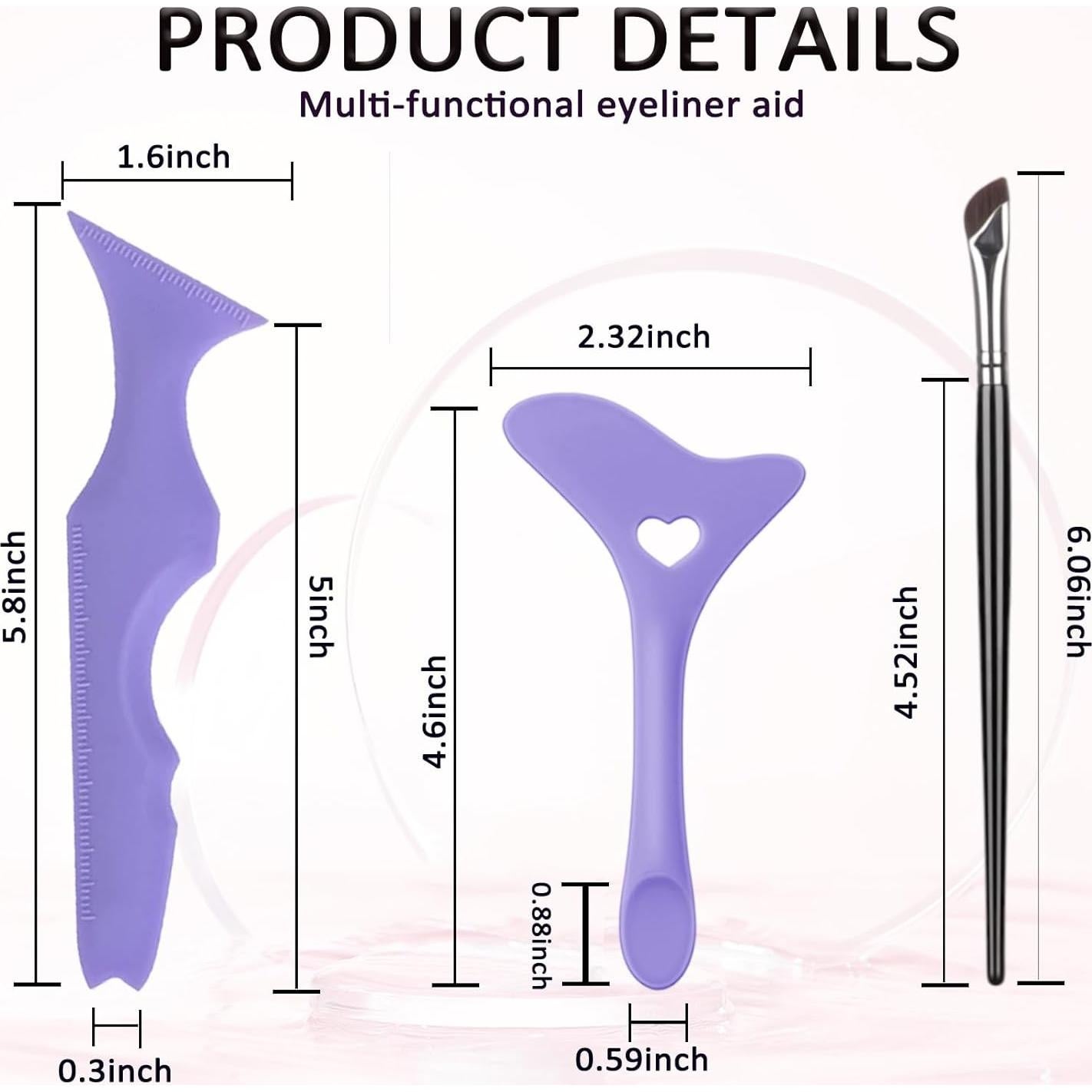 Plantilla de Delineador Reutilizable JIAXIN Morado 3 Pcs