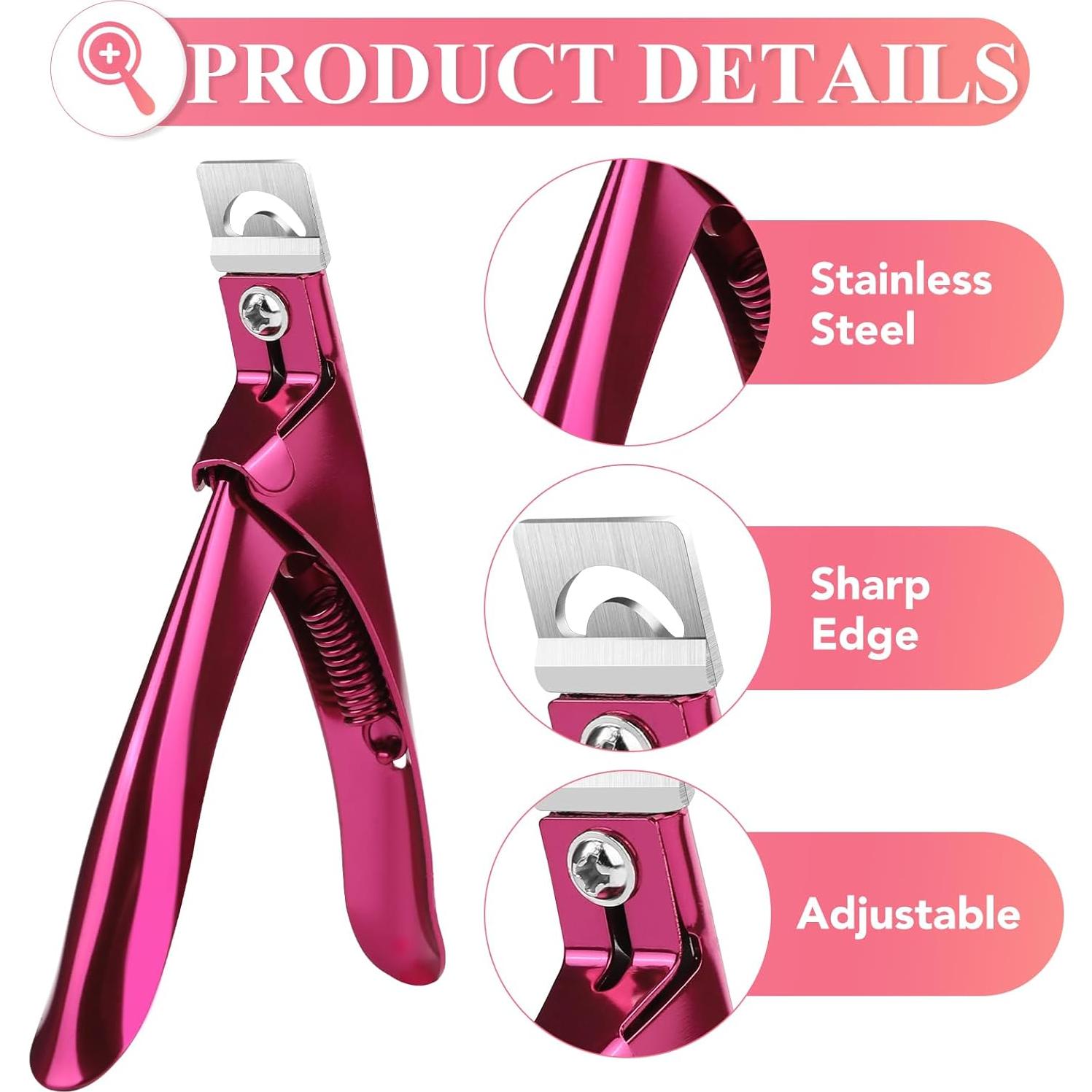 Cortauñas Falsos Rosa Acero Inoxidable con 15 Imanes