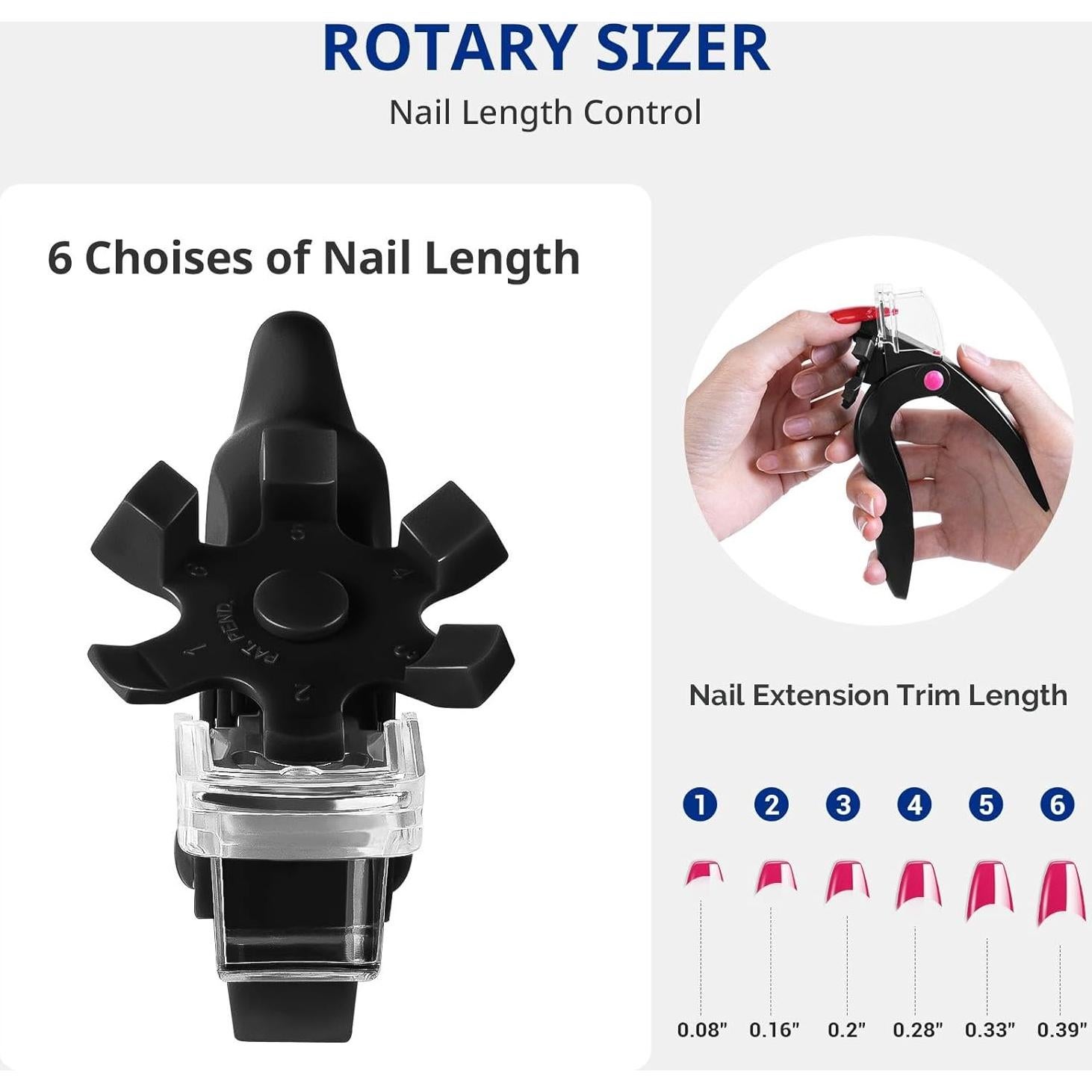 Cortador de Uñas Acrílicas AIRSEE Ajustable con Medidor Negro