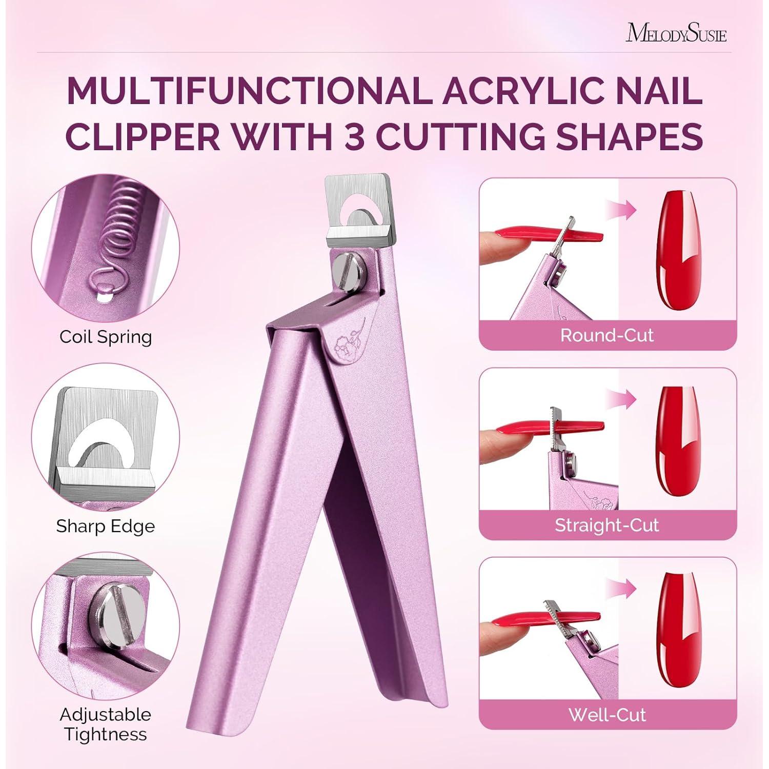 Set Cortadores de Uñas Acrílicos 4 en 1 Melodysusie Rosa