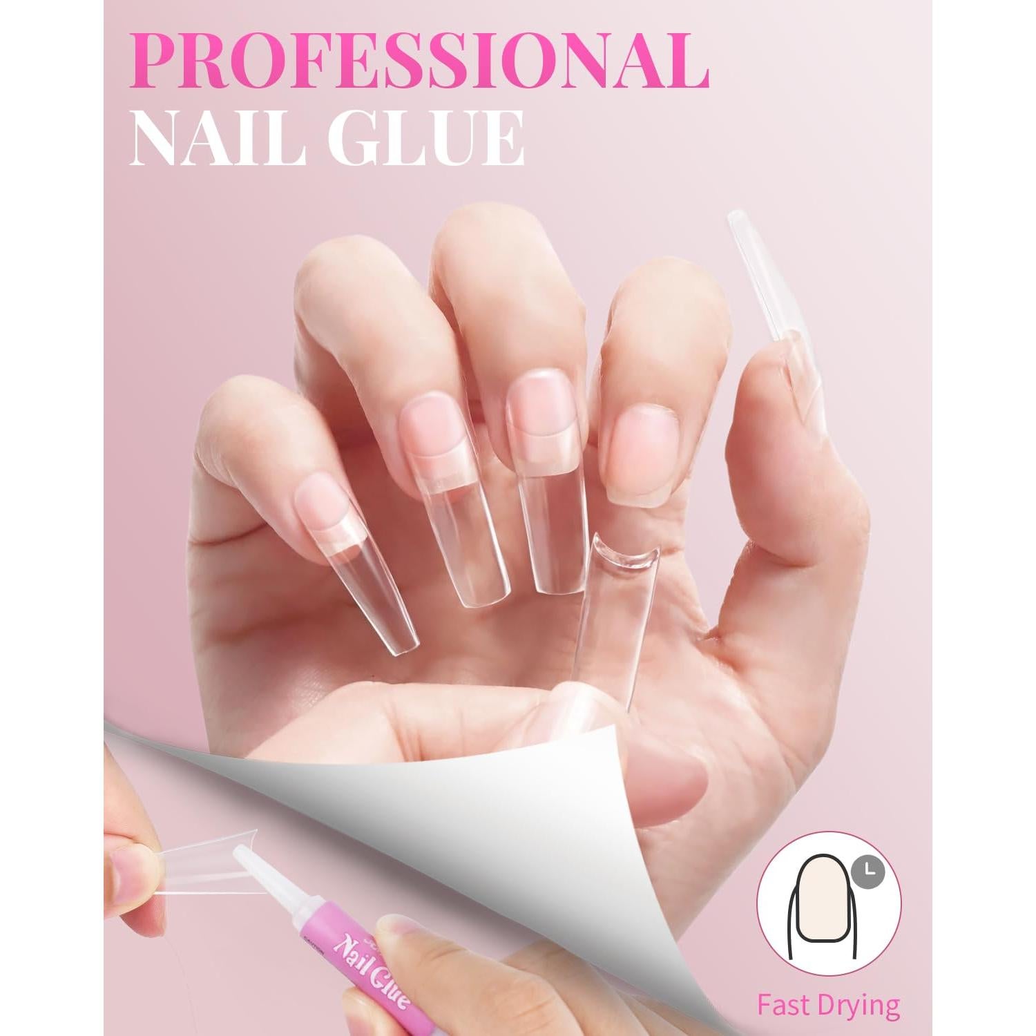 Juego de Puntas de Uñas Acrílicas MORGLES 500 Pcs Francesas