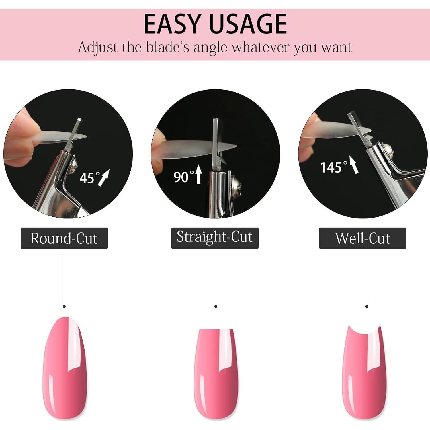 Cortador de Uñas Acrílico C12rtive Rosa con 10 Imán Ajustable