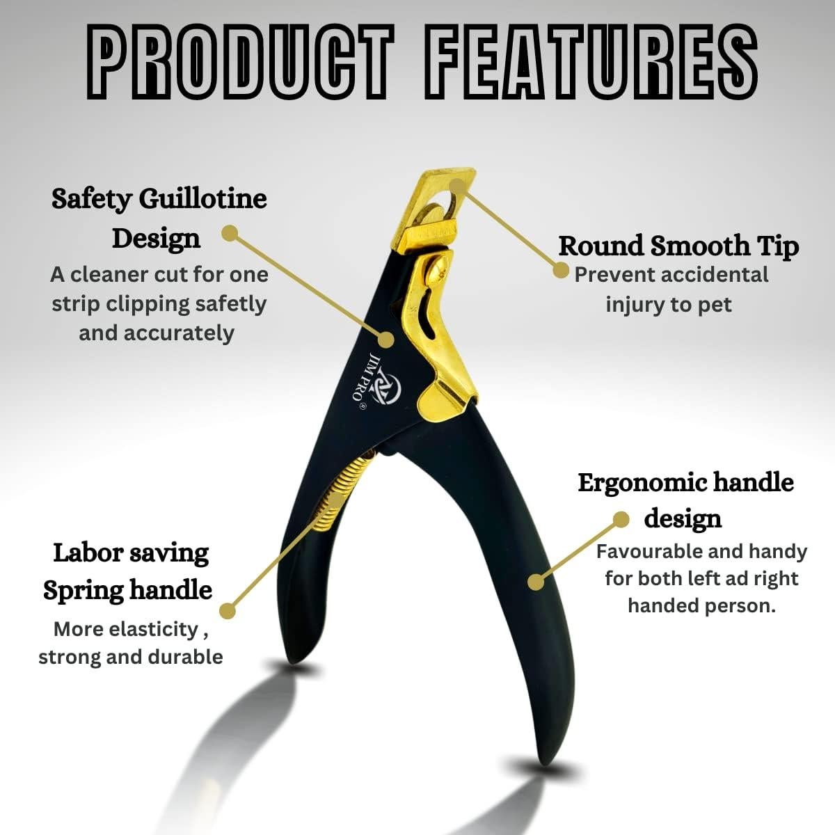 Cortador de Uñas Acrílicas JIM PRO Negro/Dorado 11.9 cm