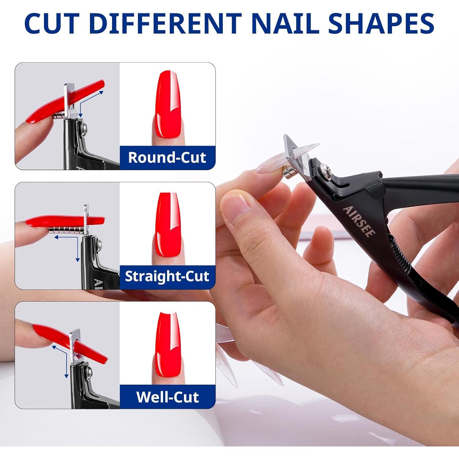 Cortador de Uñas Acrílicas Profesional AIRSEE Negro 15 Pcs