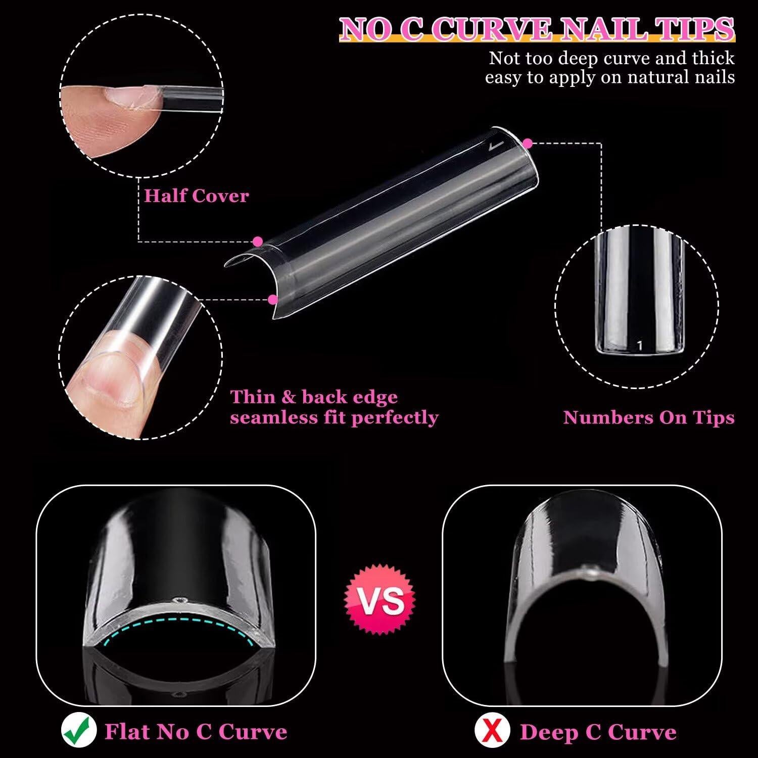 Kit de Uñas Acrílicas AITRAI 500 Piezas Cuadradas con Pegamento