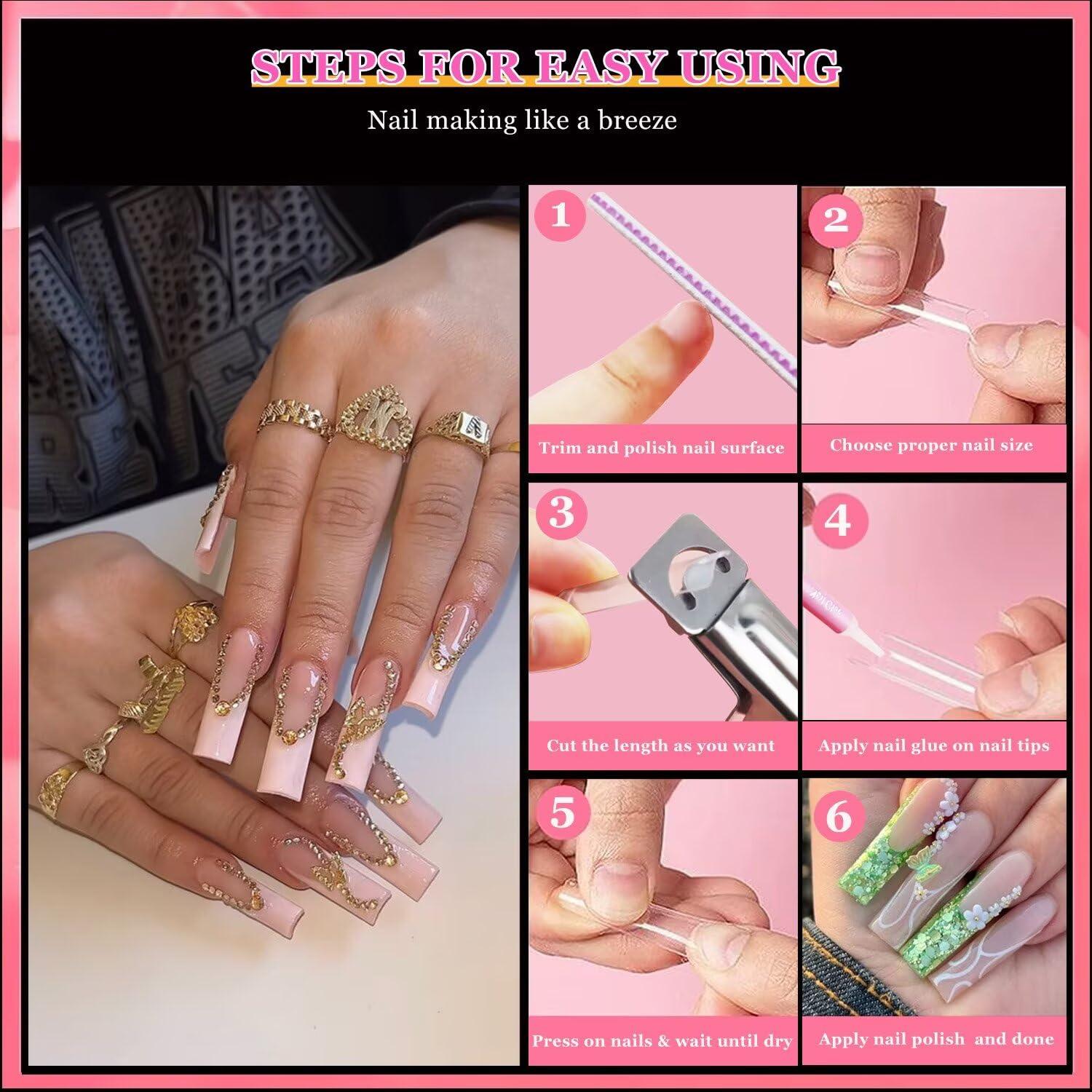 Kit de Uñas Acrílicas AITRAI 500 Piezas Cuadradas con Pegamento