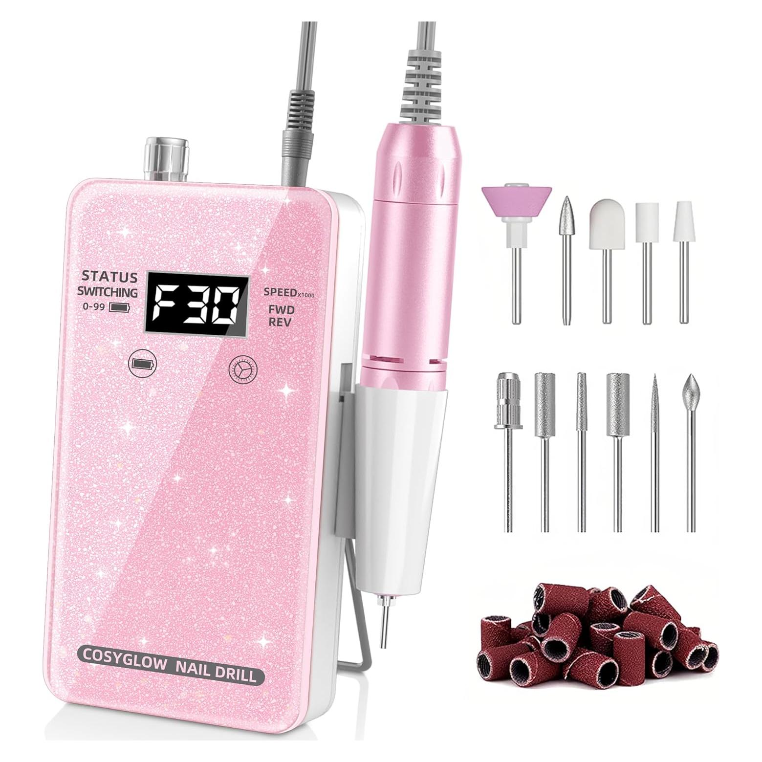 Fresadora de Uñas Eléctrica COSYGLOW R9 Plus 30000 RPM Rosa