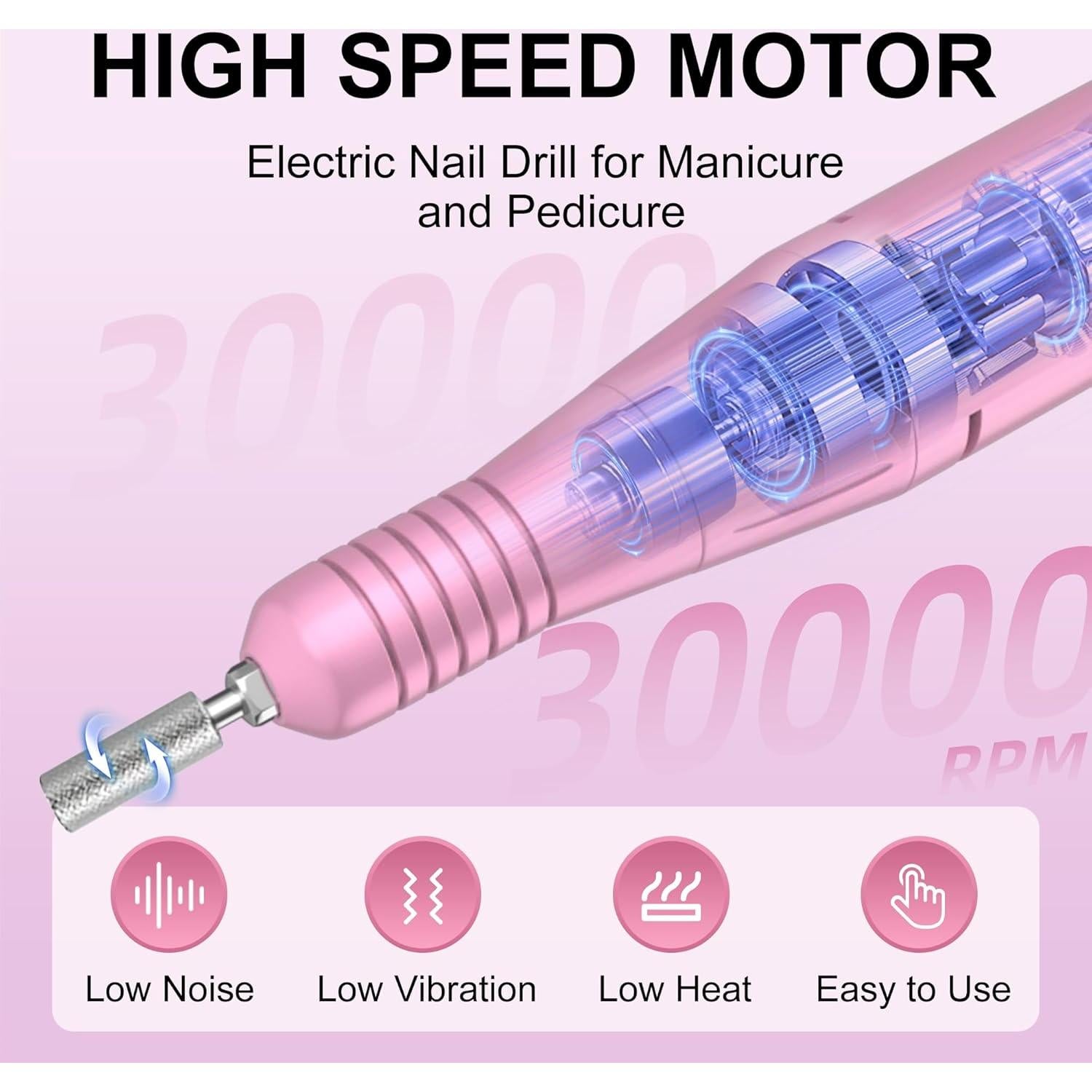 Fresadora de Uñas Eléctrica COSYGLOW R9 Plus 30000 RPM Rosa