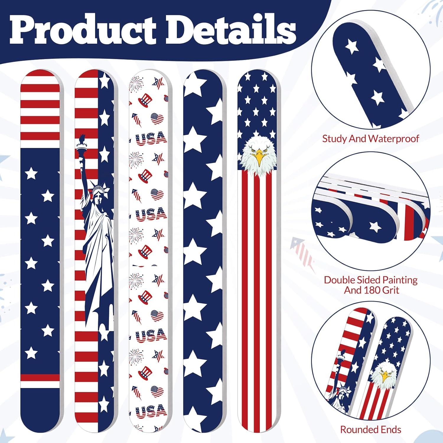 Paquete de 60 limas de uñas Lanties 4 de julio 17.8 cm