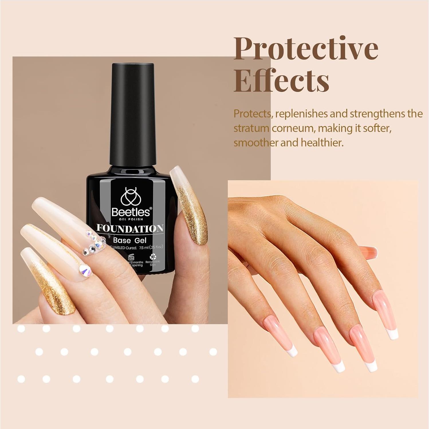 Juego de Gel Base y Top Coat + Aceite Cutículas Beetles 3Pcs