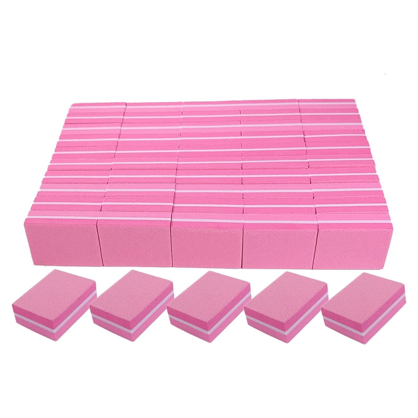 Bloques de Pulido de Uñas AhaTopia 50 Pcs 100/180 Granos Rosa
