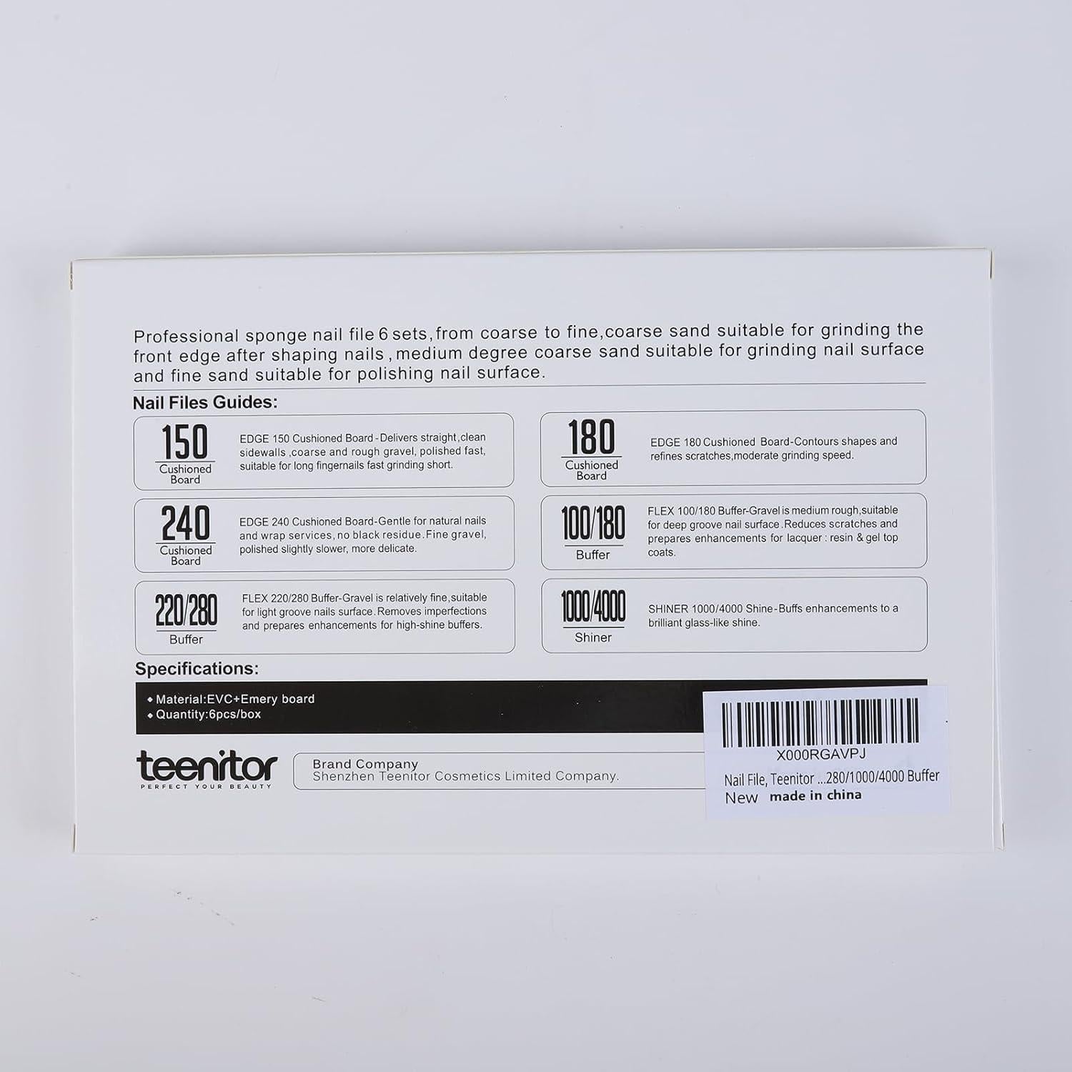 Kit de Limas y Pulidores de Uñas Teenitor 6 Piezas