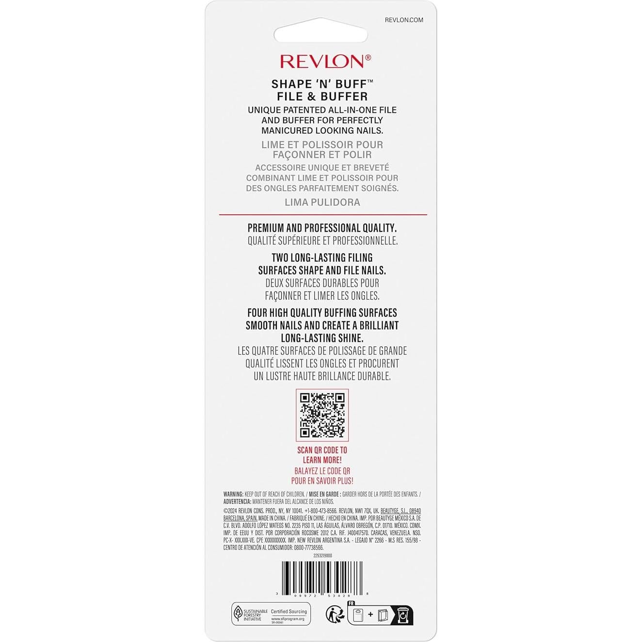 Bloque de Pulido de Uñas Revlon Shape 'N' Buff 20.64cm