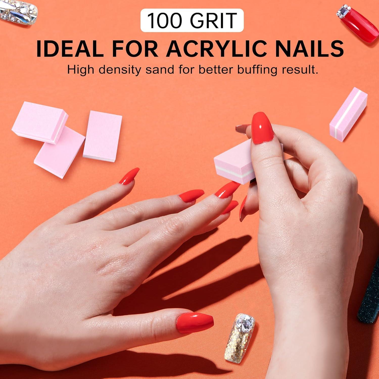 Bloques de Pulido de Uñas SALVMARY 50Pcs Rosa 100/180 Grano