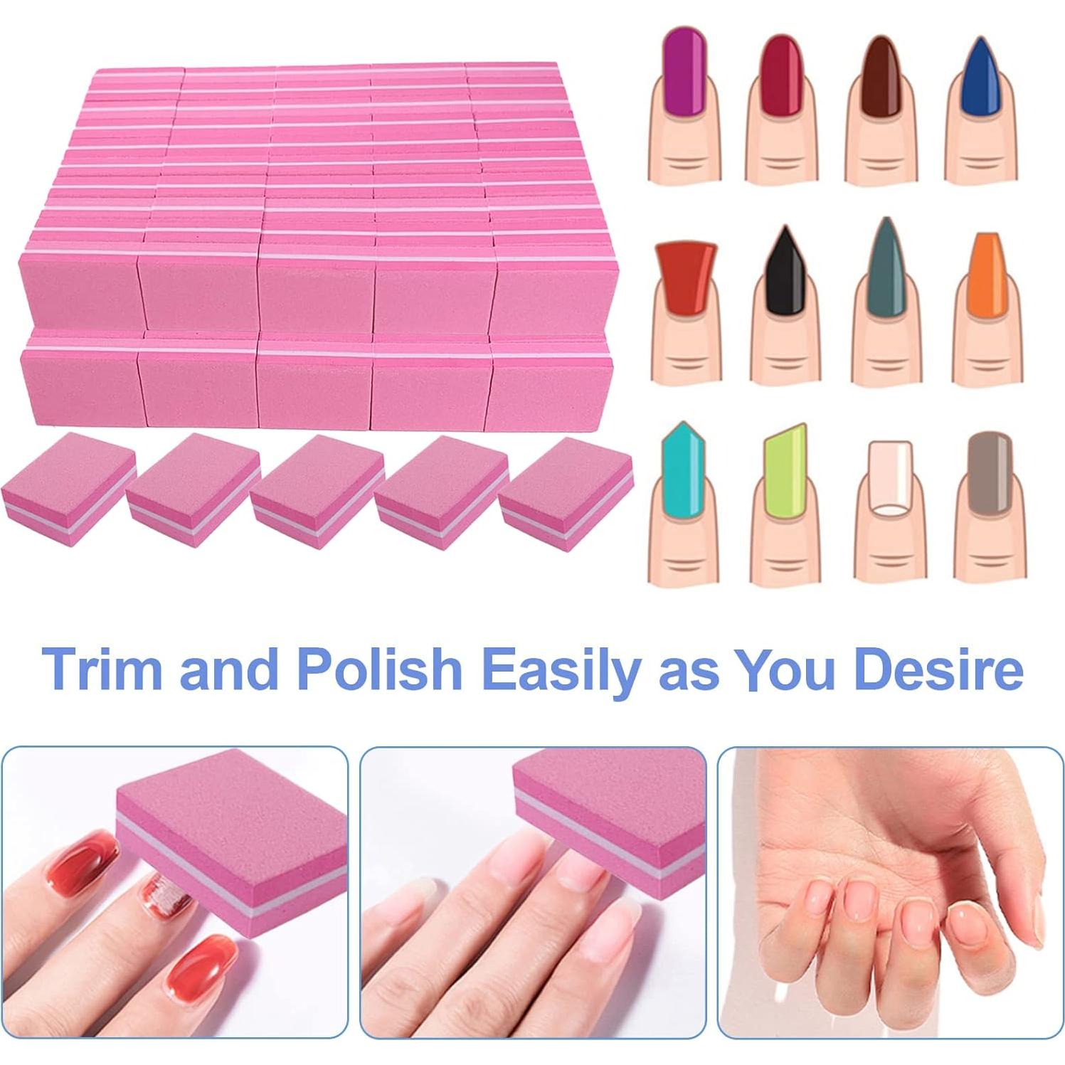 Bloques de Pulido de Uñas AhaTopia 100 Pcs Rosa Fucsia 100/180 Granos