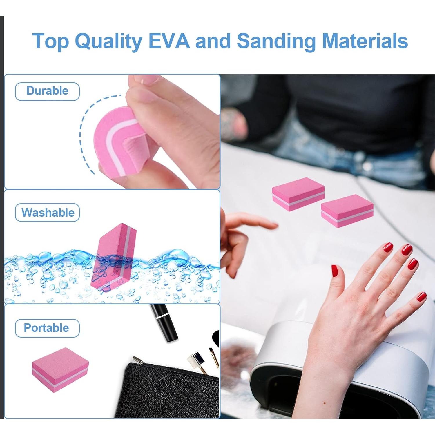 Bloques de Pulido de Uñas AhaTopia 100 Pcs Rosa Fucsia 100/180 Granos