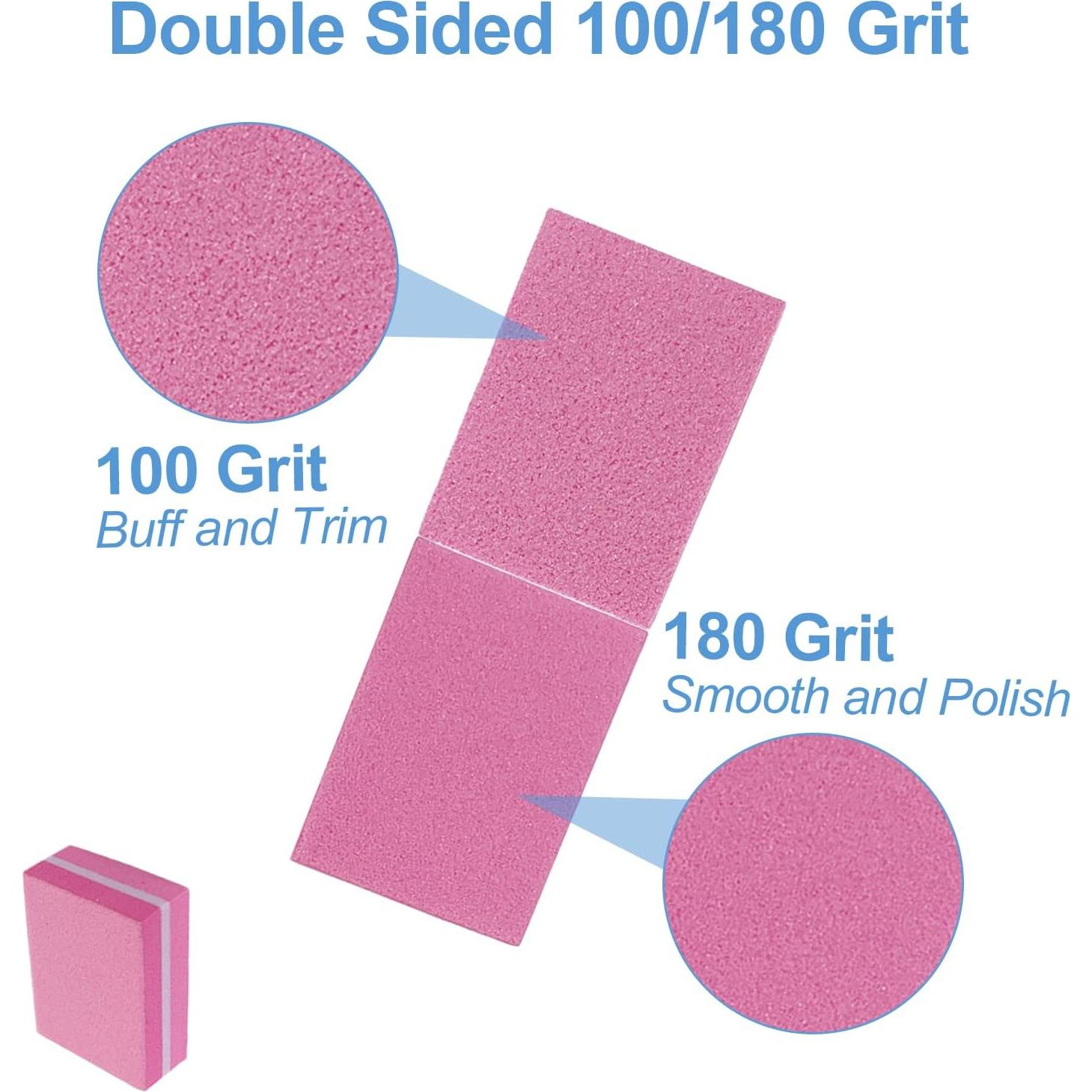 Bloques de Pulido de Uñas AhaTopia 100 Pcs Rosa Fucsia 100/180 Granos