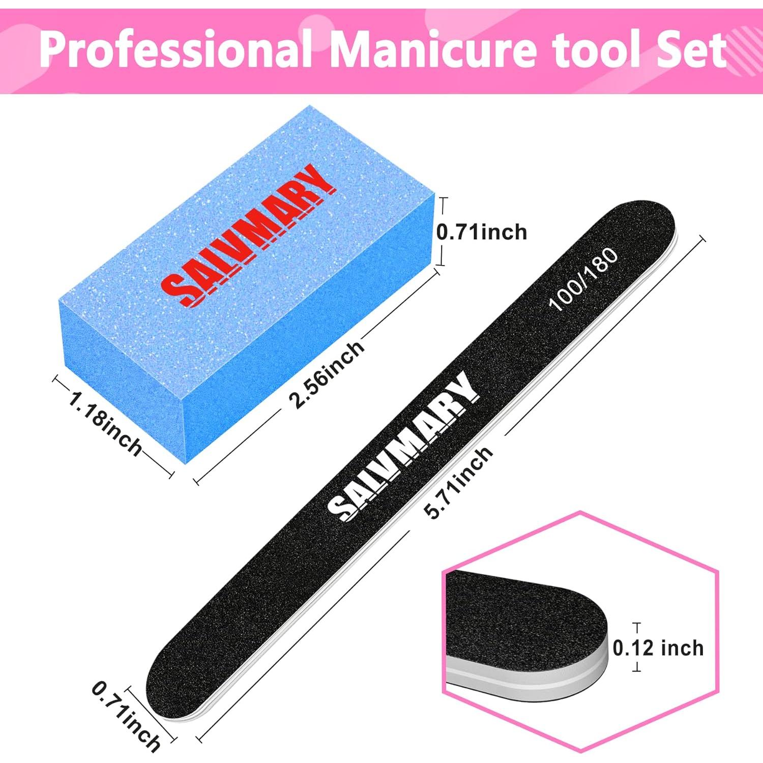 Kit de Manicura Profesional SALVMARY 8 Pcs - Archivos y Pulidores