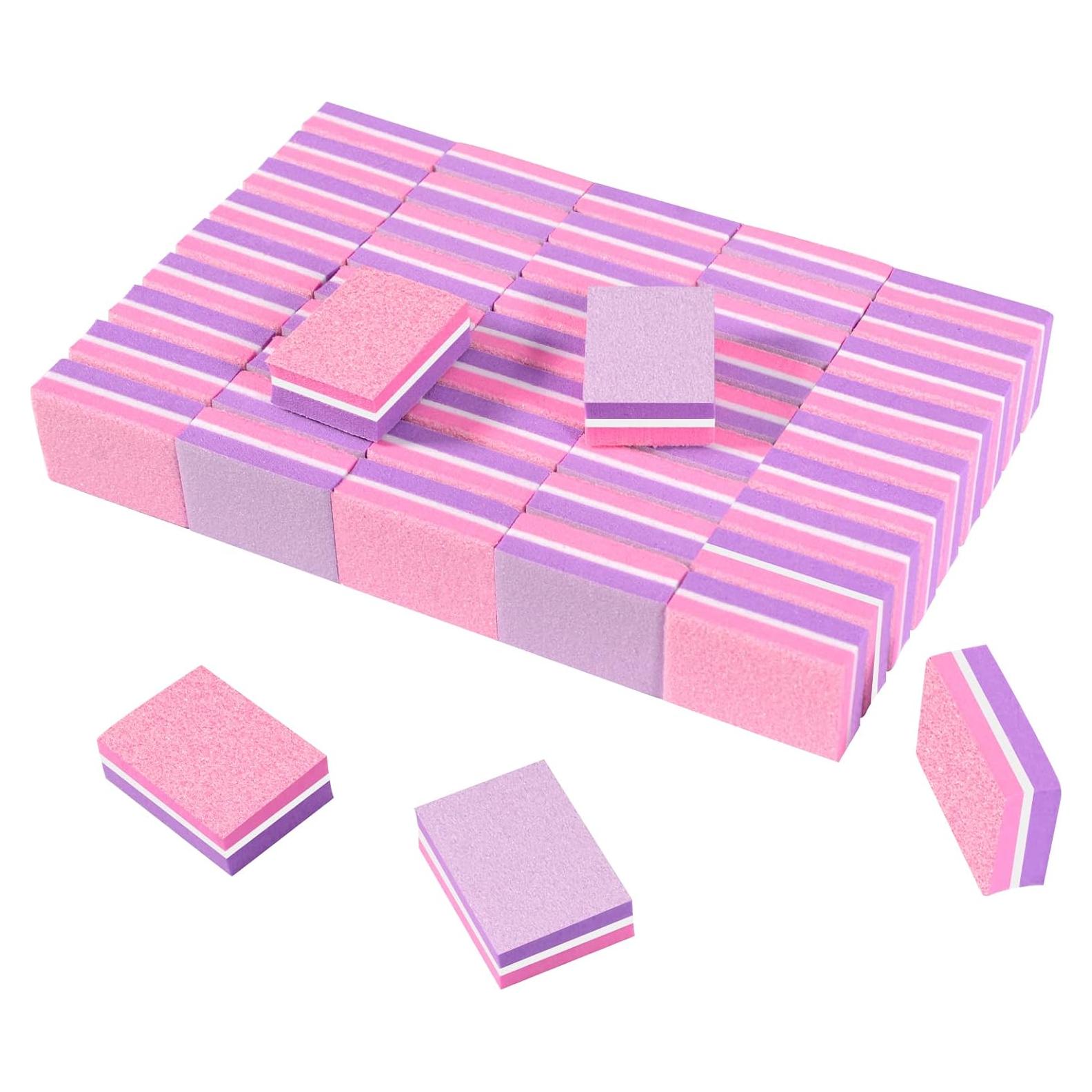 CGBE Mini Pulidores de Uñas 100/180 Grano 50PCS Rosa-Púrpura
