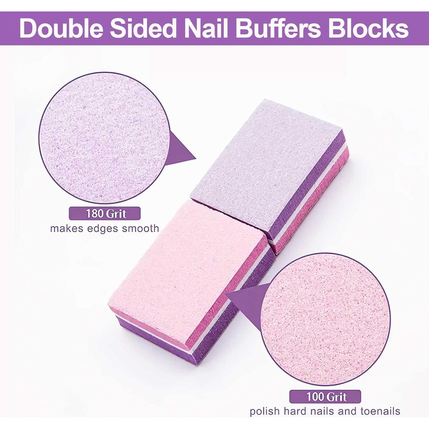 CGBE Mini Pulidores de Uñas 100/180 Grano 50PCS Rosa-Púrpura