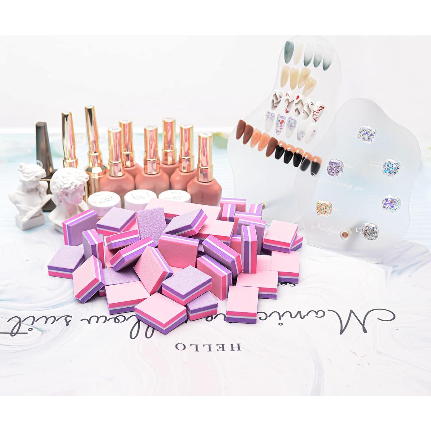 CGBE Mini Pulidores de Uñas 100/180 Grano 50PCS Rosa-Púrpura