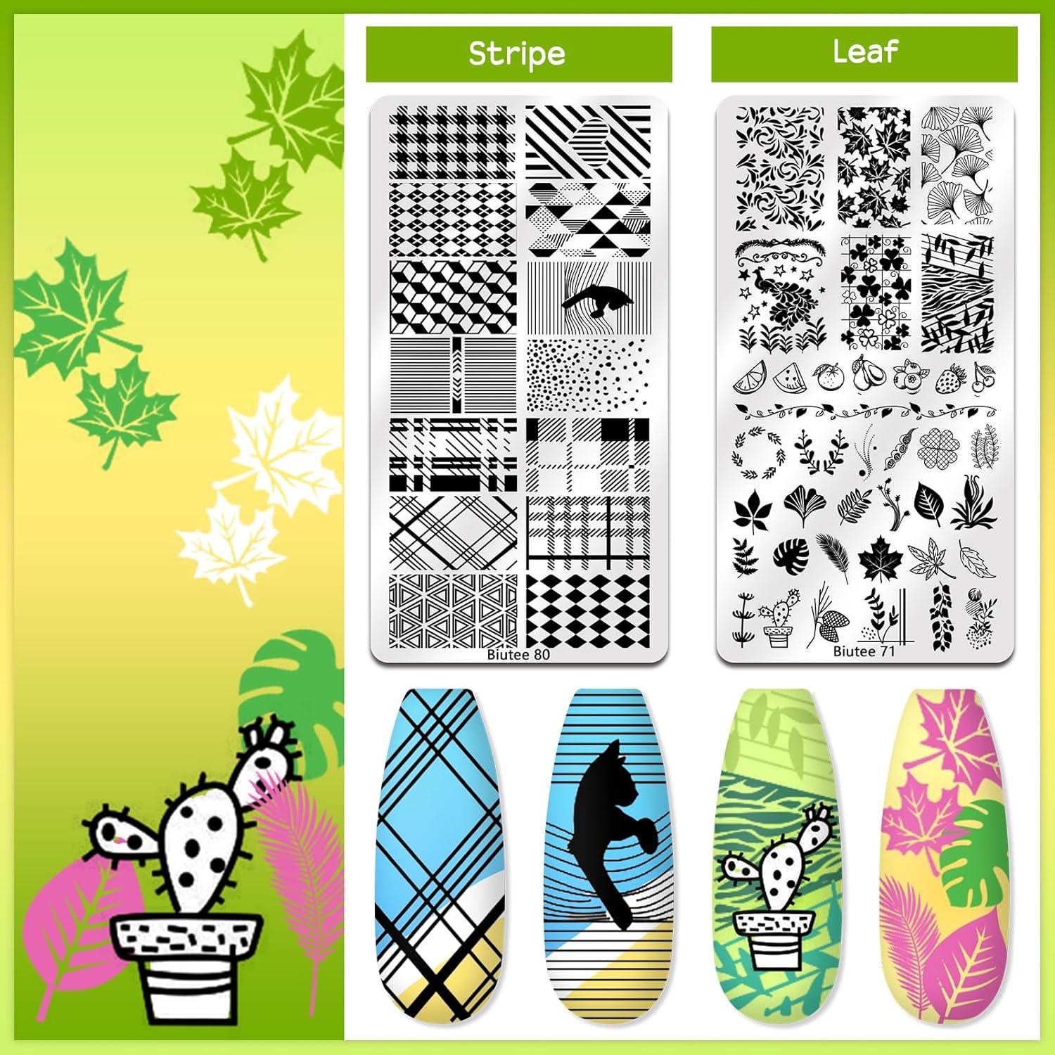 Kit de Estampado de Uñas Biutee 23 Piezas con 12 Placas y 8 Geles