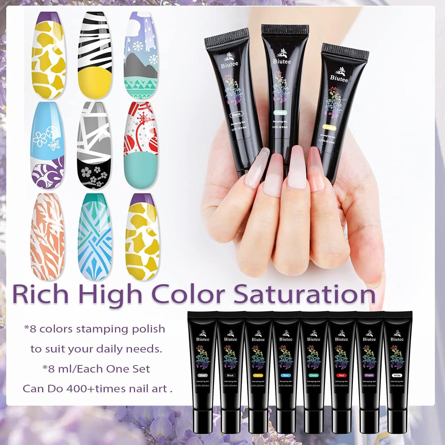 Kit de Estampado de Uñas Biutee 23 Piezas con 12 Placas y 8 Geles