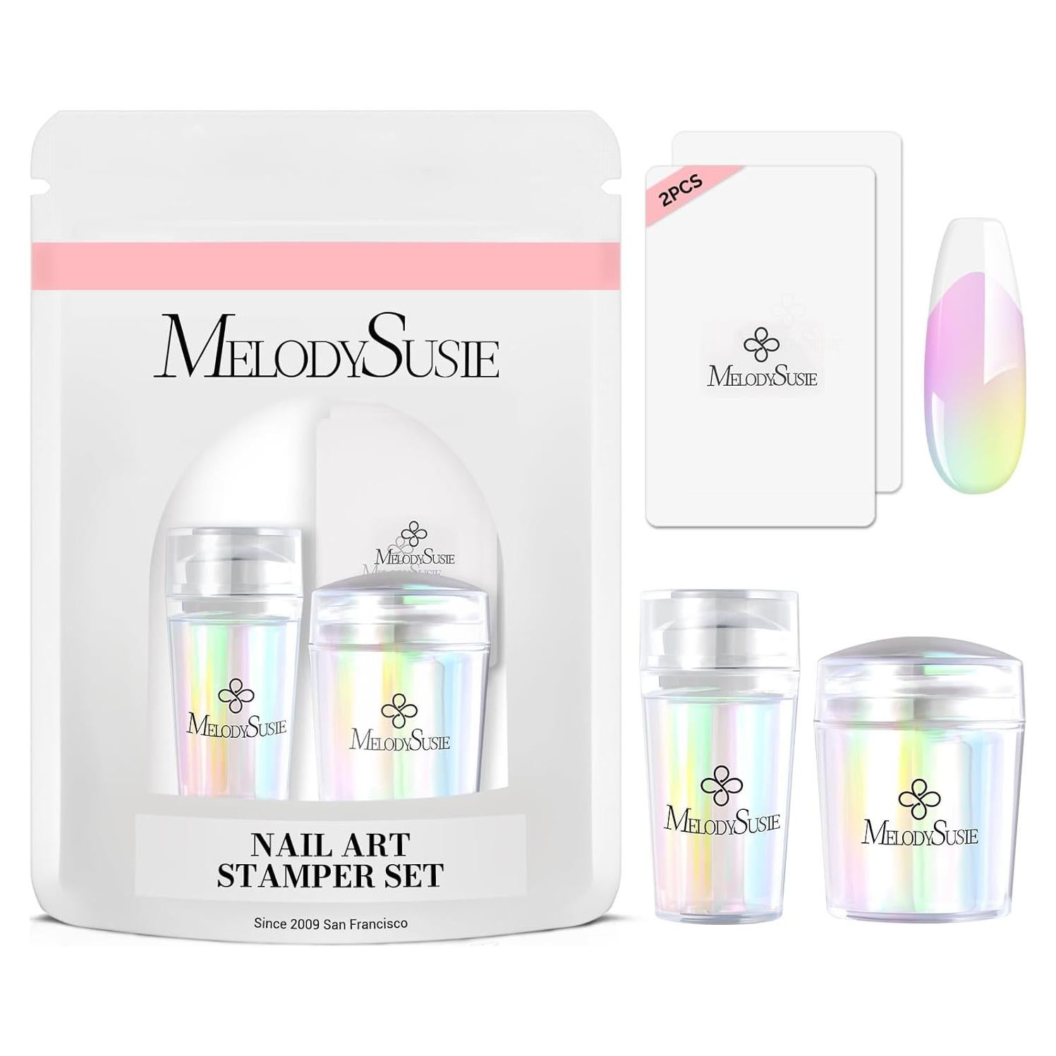 Kit de Estampado de Uñas MelodySusie - 2 Estampadores y 2 Raspadores