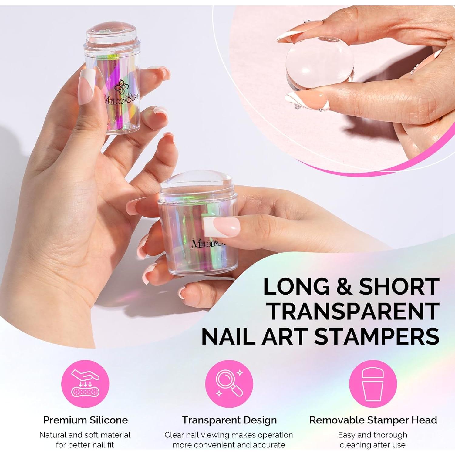Kit de Estampado de Uñas MelodySusie - 2 Estampadores y 2 Raspadores