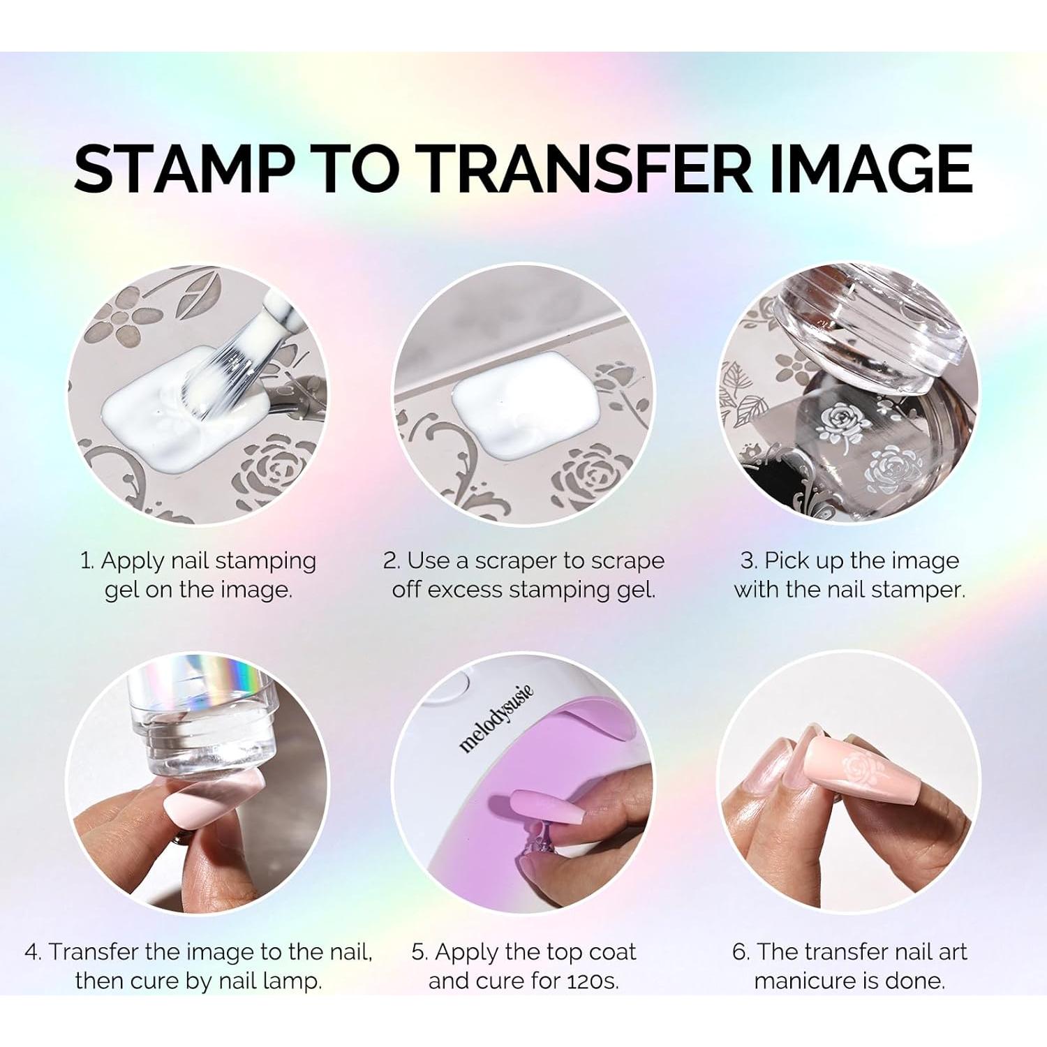 Kit de Estampado de Uñas MelodySusie - 2 Estampadores y 2 Raspadores
