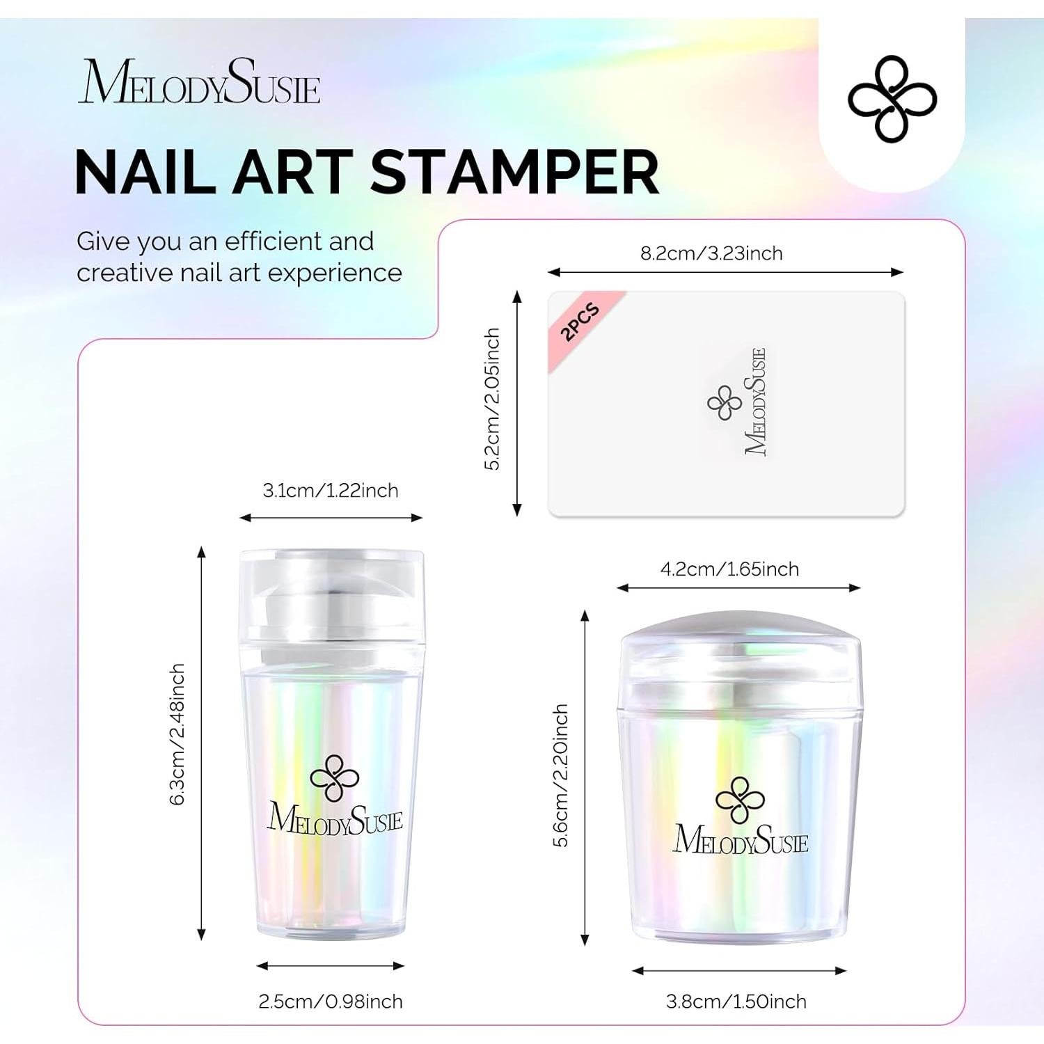 Kit de Estampado de Uñas MelodySusie - 2 Estampadores y 2 Raspadores