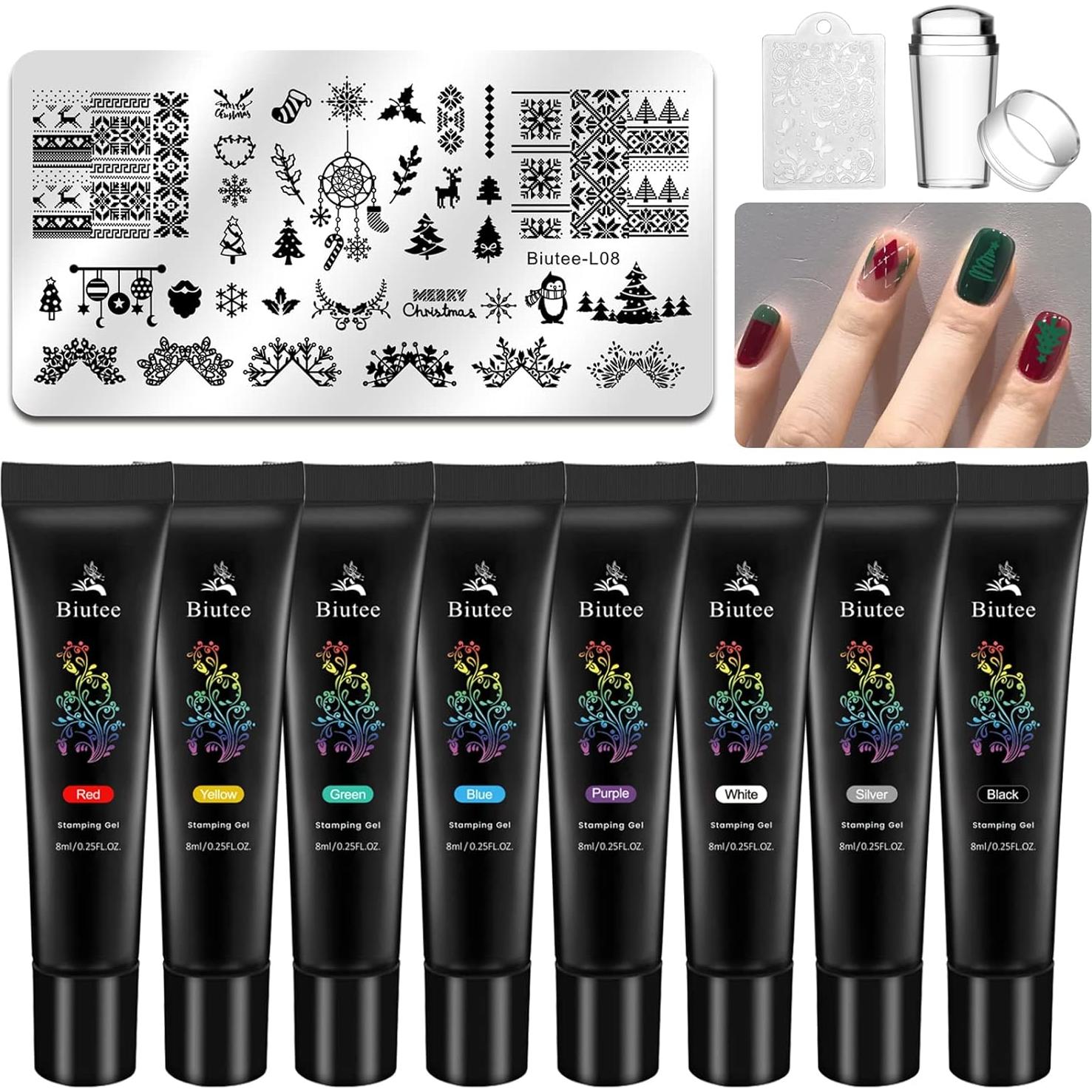 Conjunto de Estampado de Uñas Biutee 21 pcs Gel y Placas