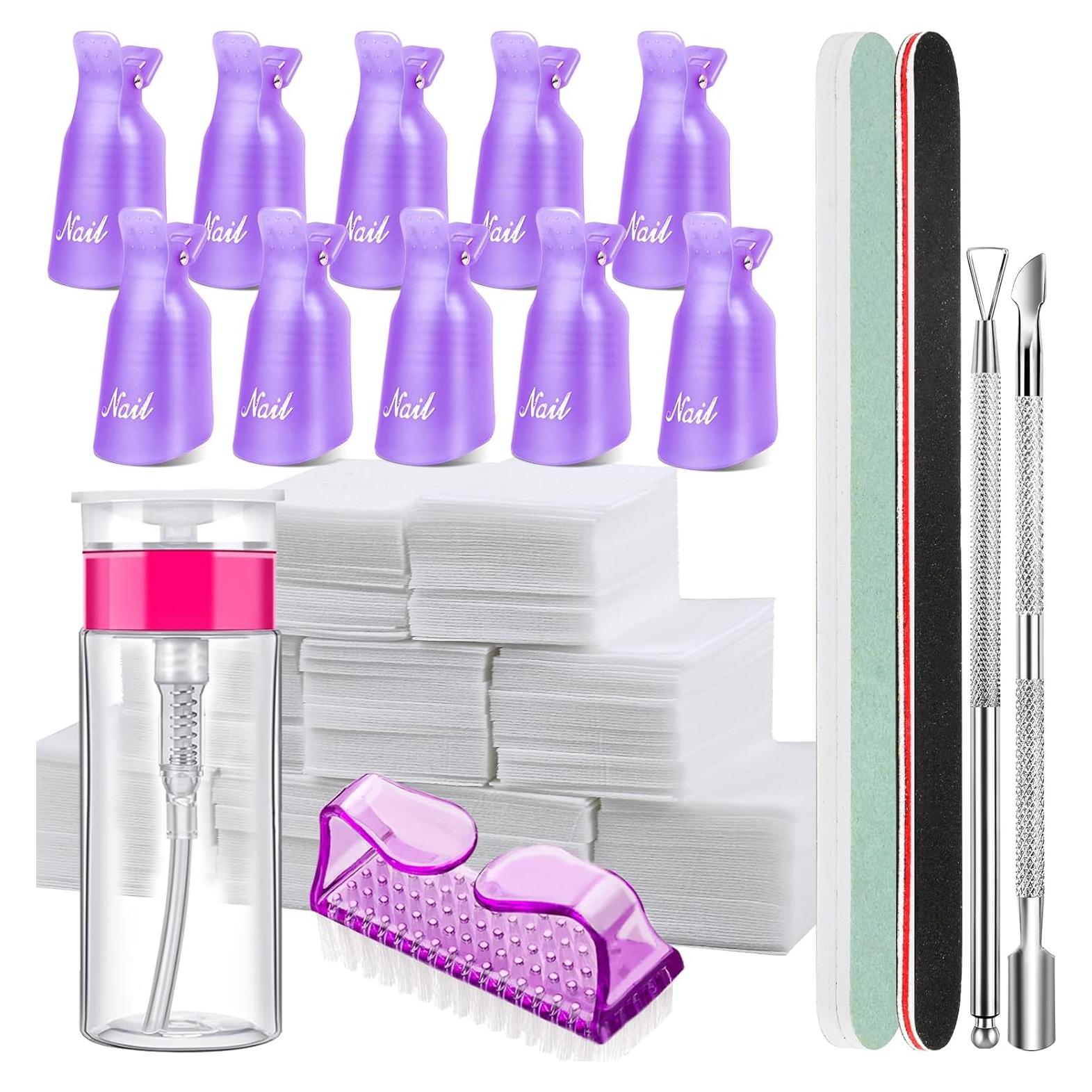 Kit de Quitaesmalte FANDAMEI 10 Piezas Morado 100ml