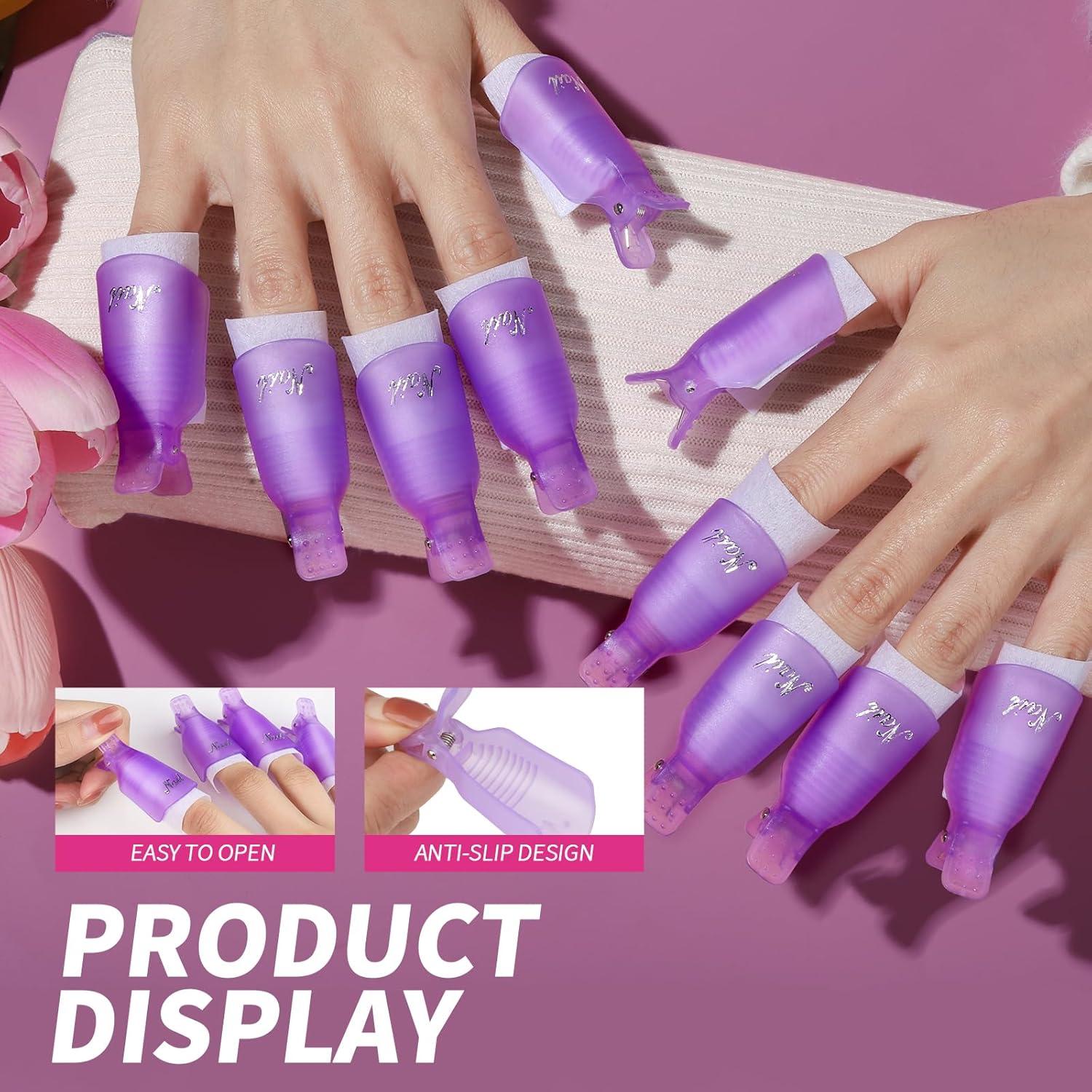 Kit de Quitaesmalte FANDAMEI 10 Piezas Morado 100ml