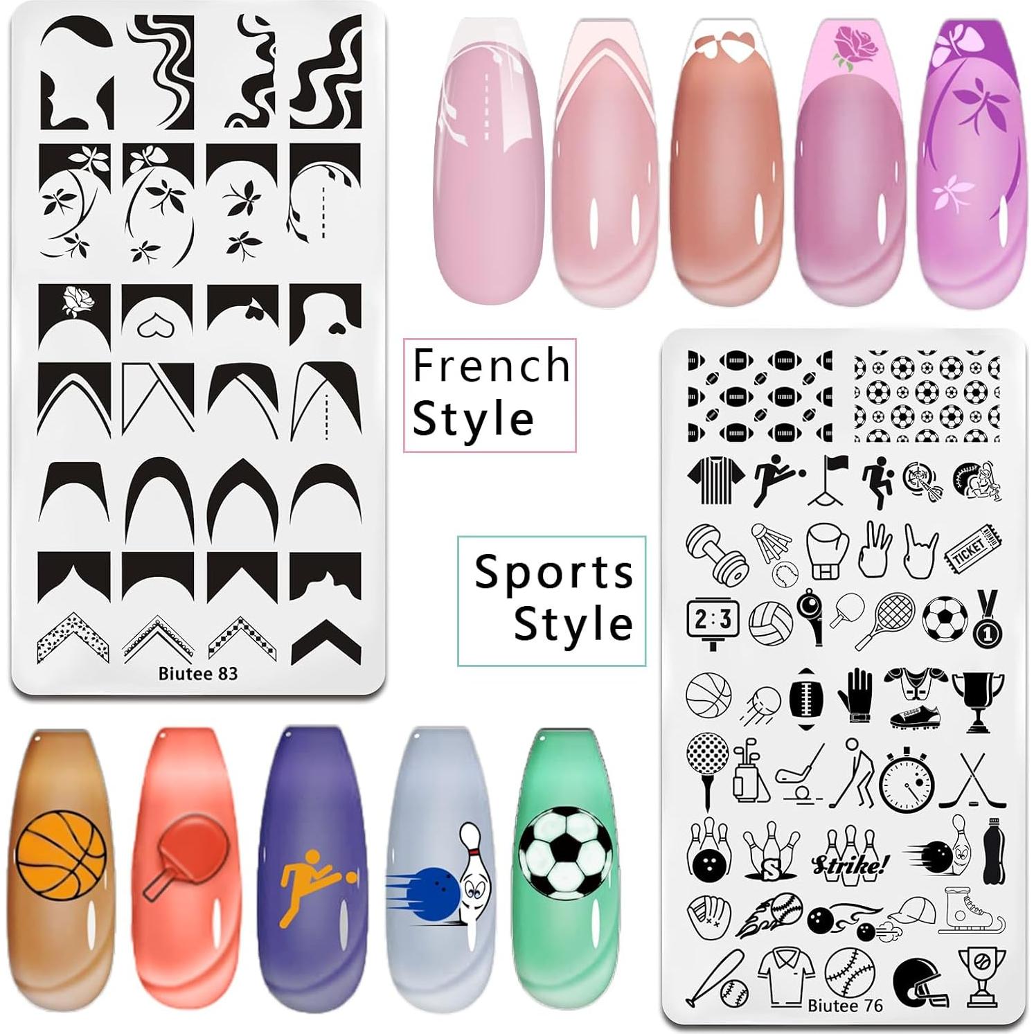 Kit de Estampado de Uñas Biutee 10pcs con Gel 8 Colores