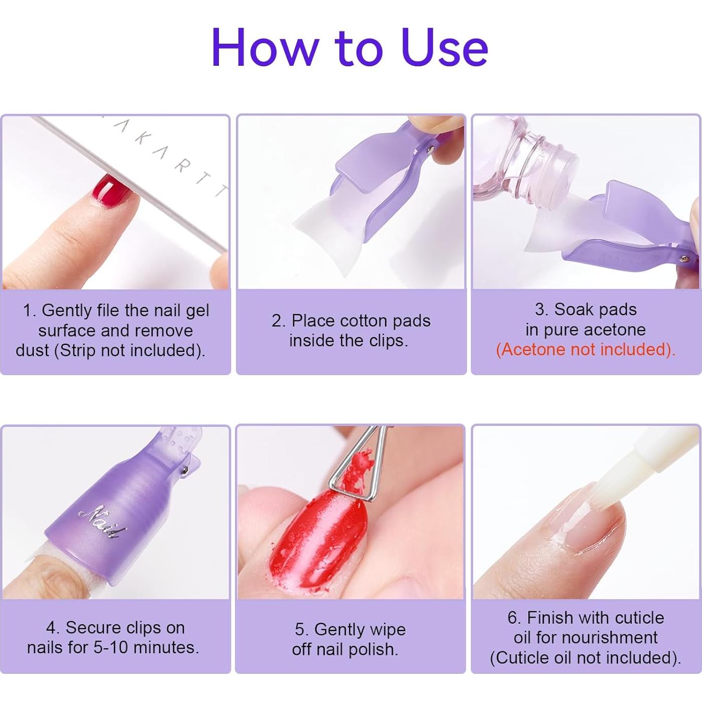 Kit de Clips para Quitar Esmalte en Gel Makartt 20 Piezas