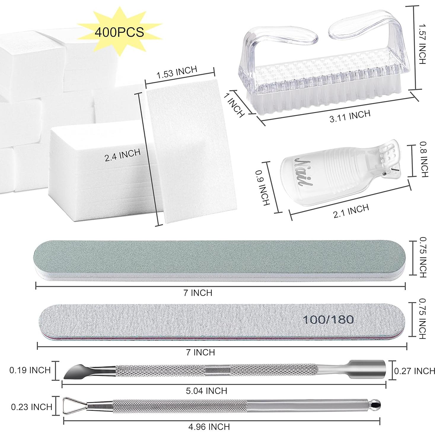 Kit Completo para Quitar Esmalte en Gel Hoewina - 10 Clips, 400 Toallitas, Lima y Herramientas