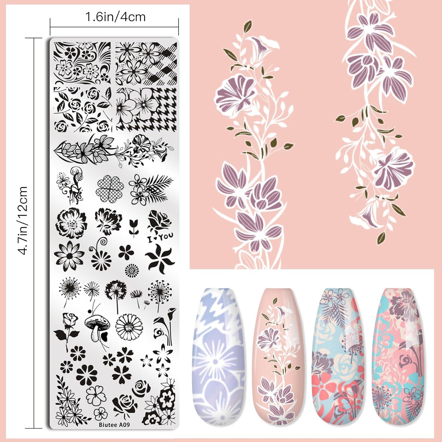 Kit de Estampado de Uñas Biutee 10 Piezas con Estampador