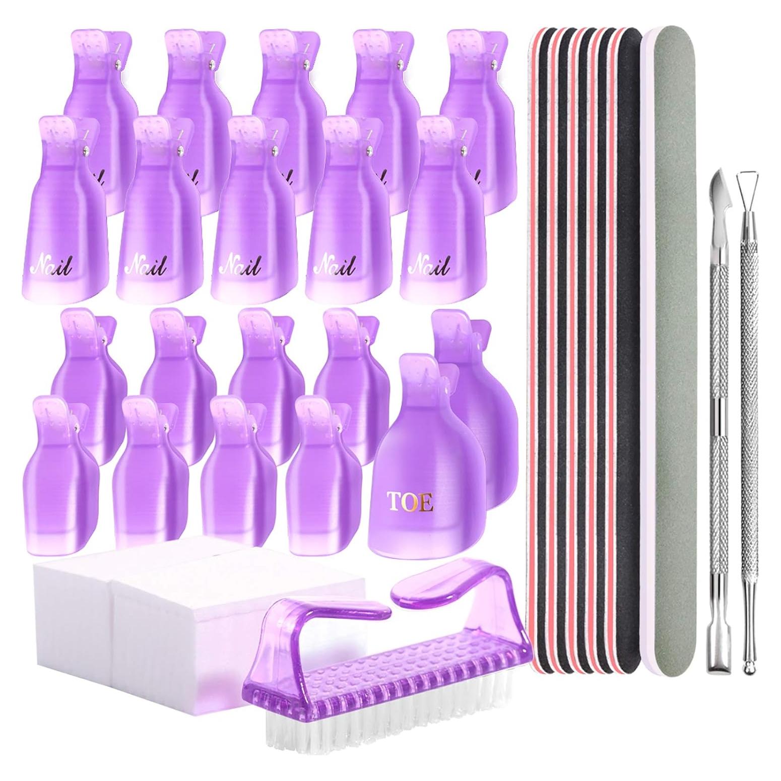 Kit Removedor de Esmalte de Uñas Teenitor - 20 Clips, Lima, Pulidor