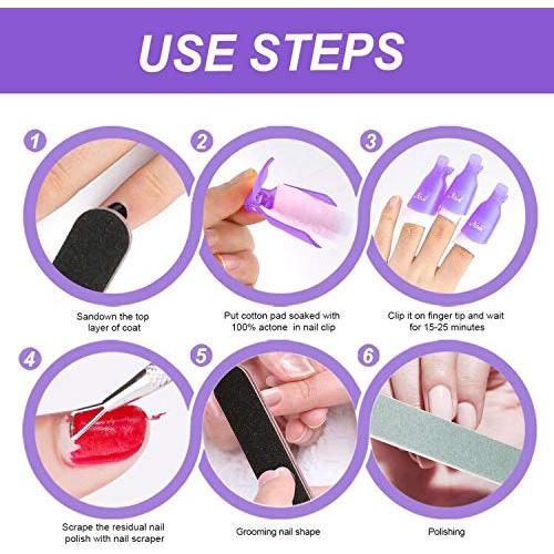 Kit Removedor de Esmalte de Uñas Teenitor - 20 Clips, Lima, Pulidor