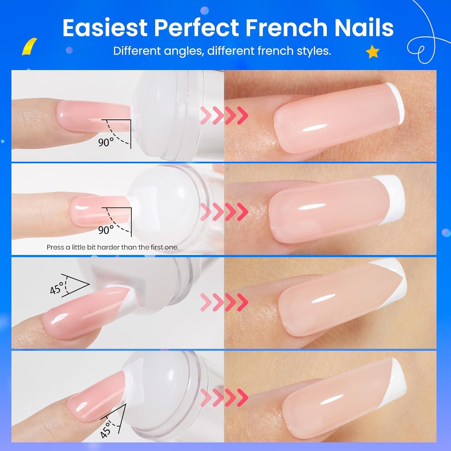 Beetles Sello de Uñas 4Pcs Punta Francesa con Raspadores