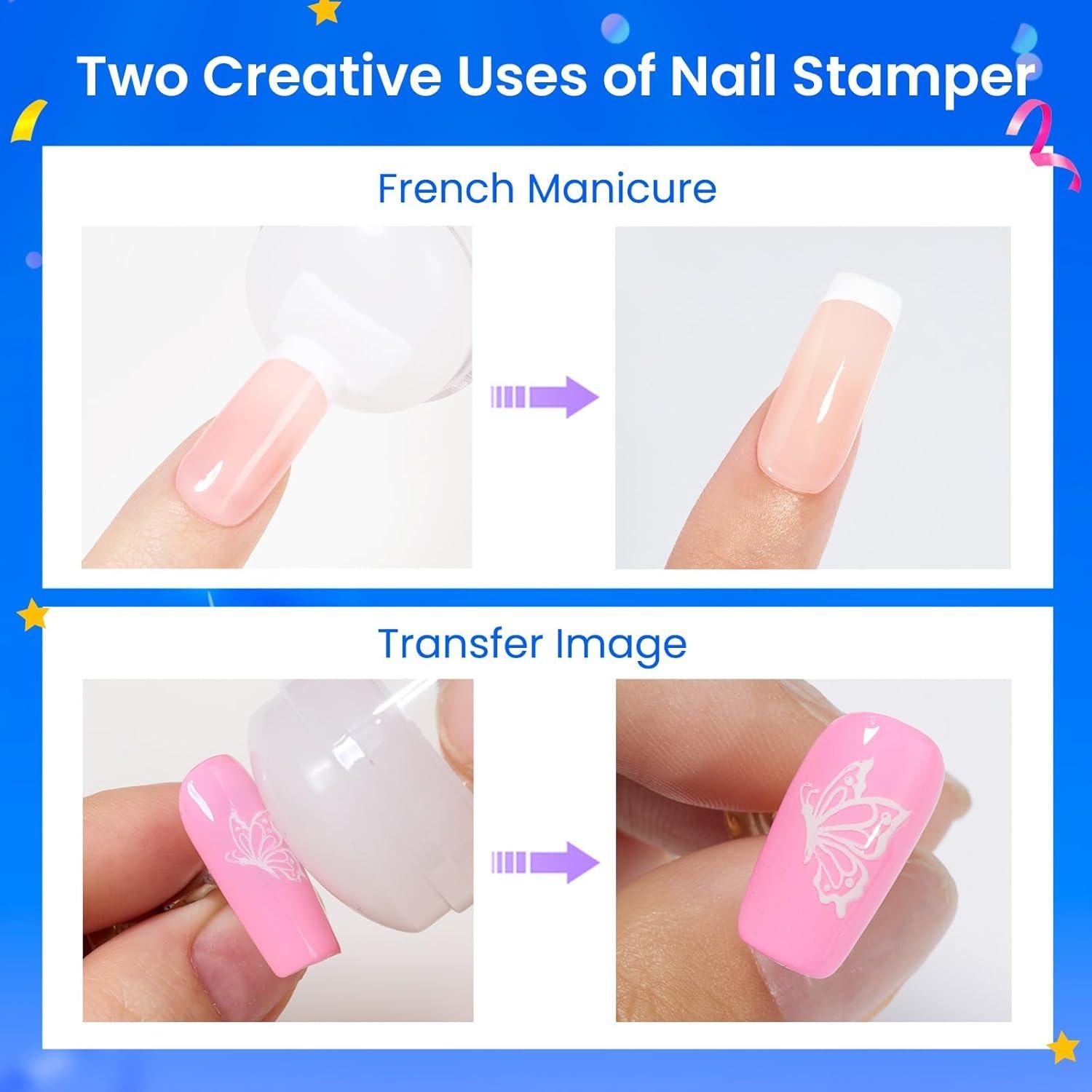 Beetles Sello de Uñas 4Pcs Punta Francesa con Raspadores